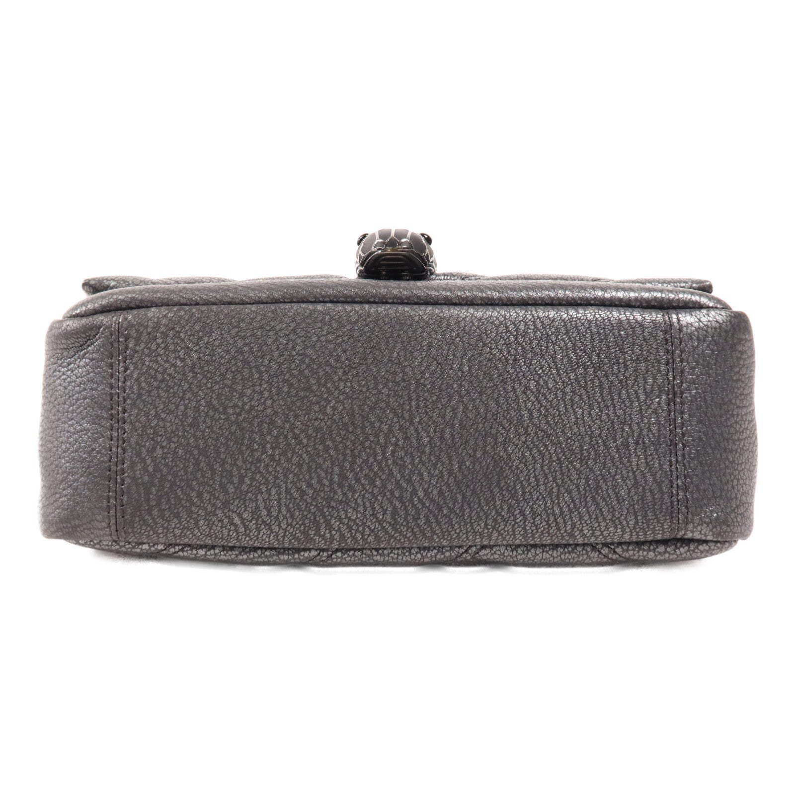 BVLGARI 牛皮皮革Flap Cover銀扣肩背袋