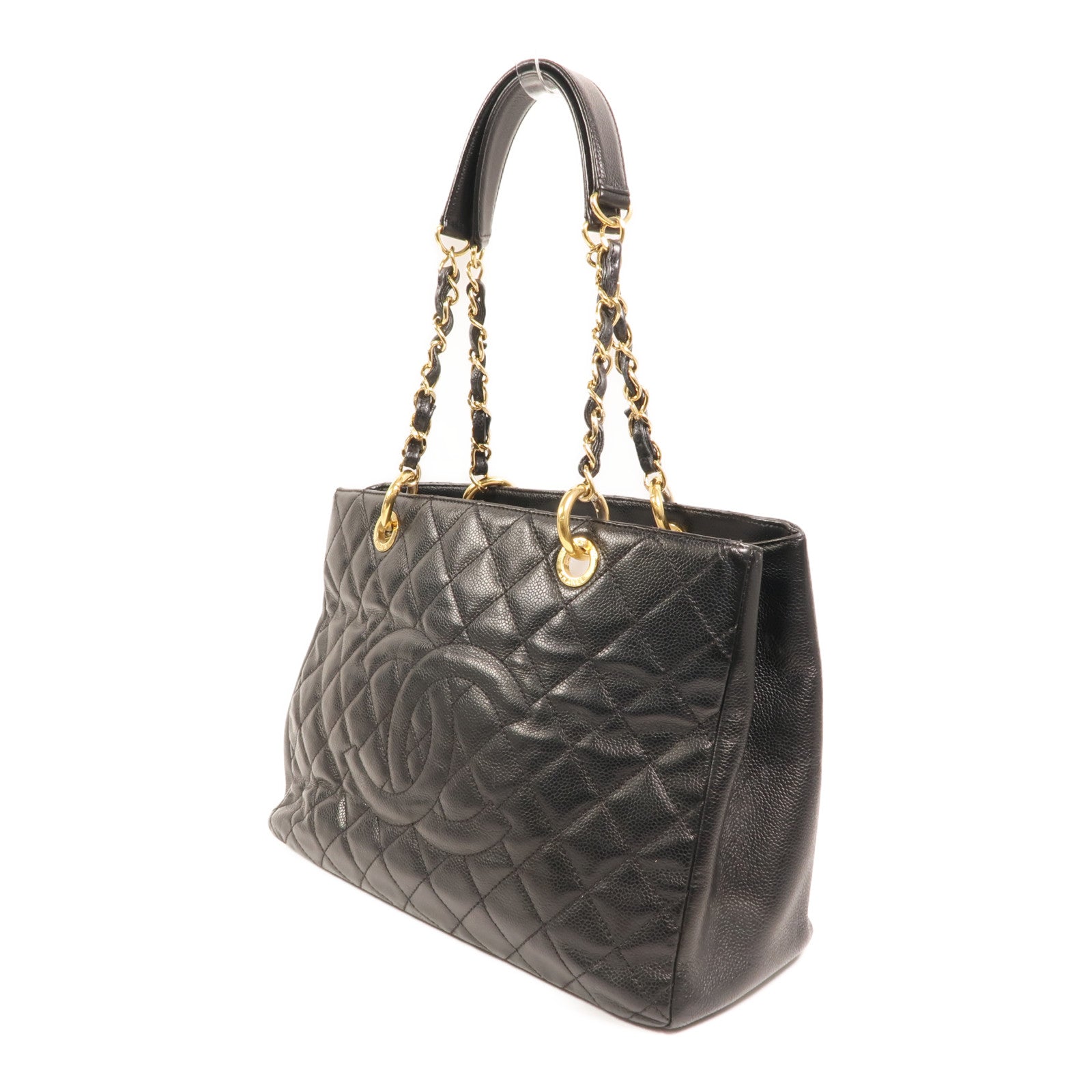 CHANEL 牛皮皮革GST Grand Shopping Tote Bag金扣鏈帶肩背袋