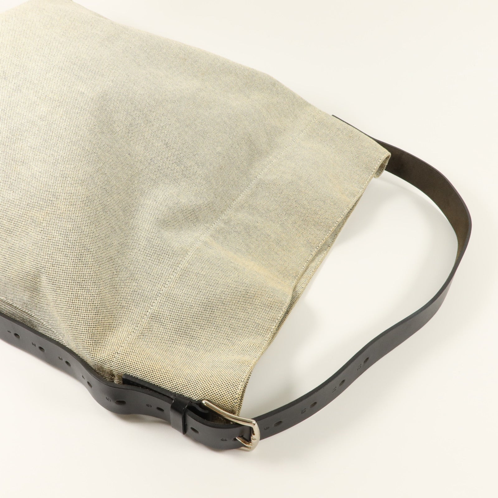 HERMES Toile H帆布/Vache Hunter皮革Etriviere Shoulder Bag MM肩背袋Ecru/Noir