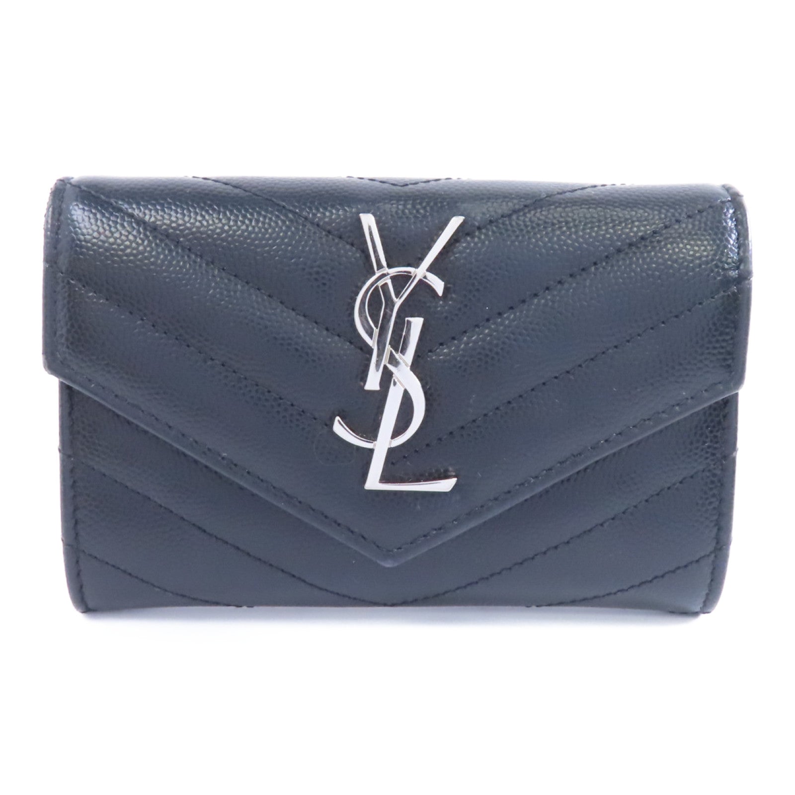 SAINT LAURENT 牛皮皮革Card Case銀扣卡片套黑色
