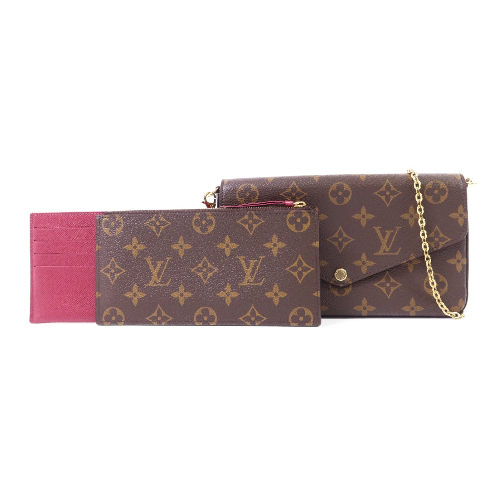 LOUIS VUITTON Monogram Felicie Pochette金扣鏈帶肩背袋