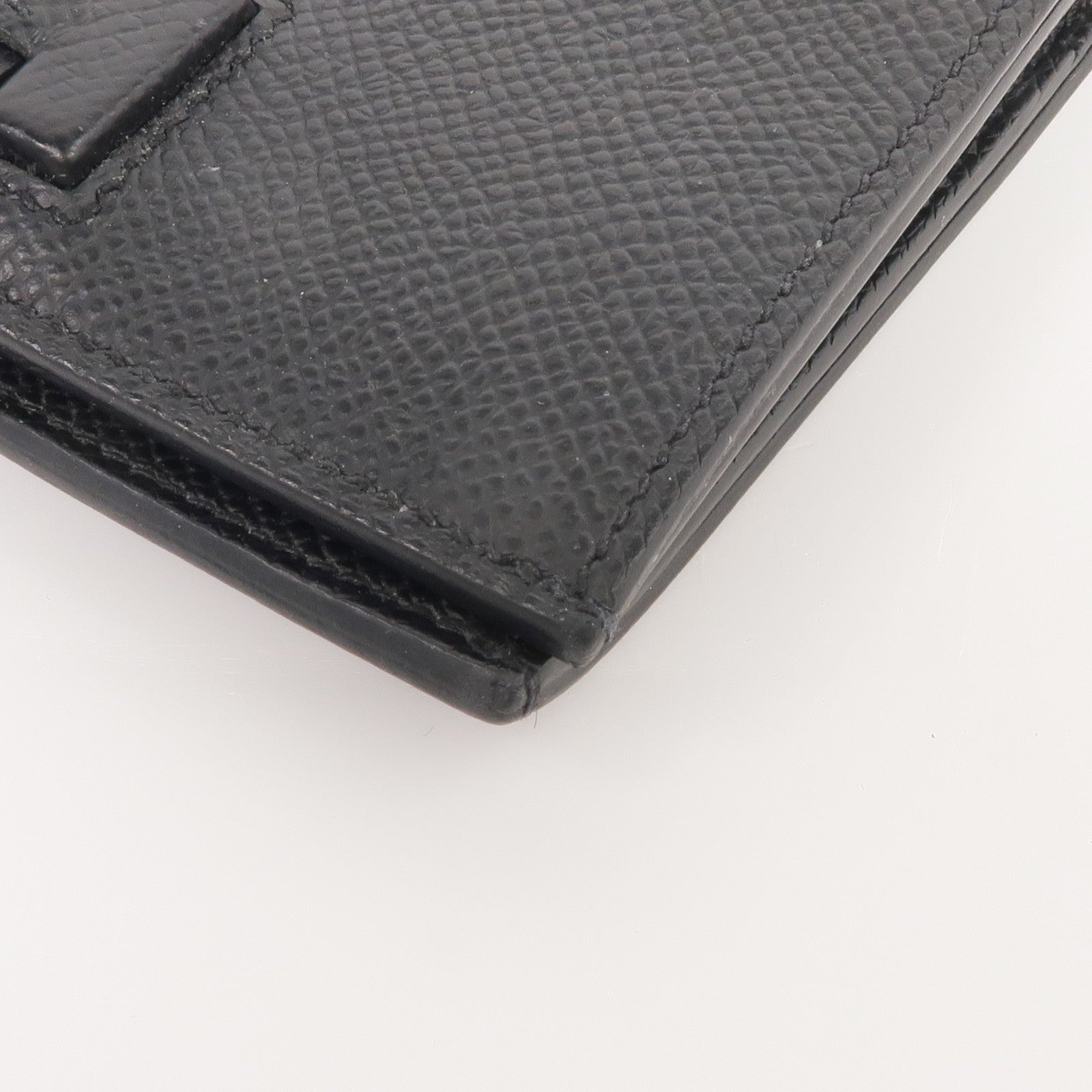 HERMES Epsom皮革New H Passant Compact Wallet銀扣錢包Noir