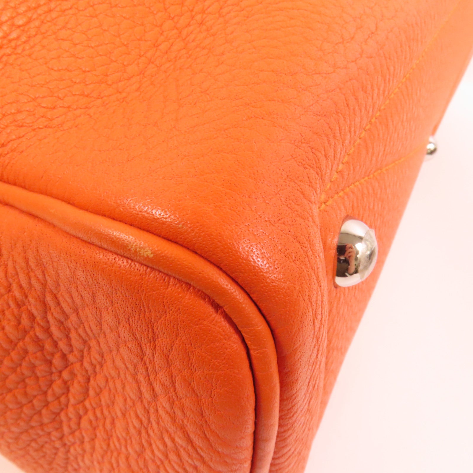 HERMES Evercolor皮革Victoria 35銀扣手挽袋Orange