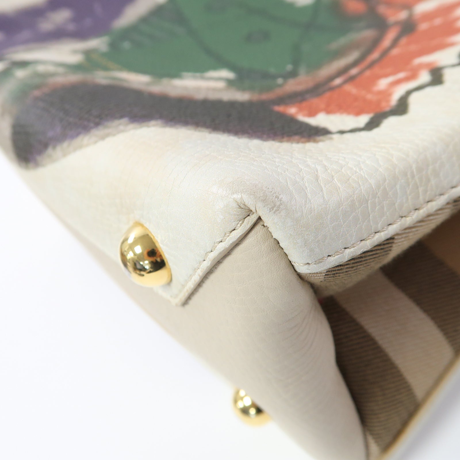 BURBERRY 牛皮皮革Shoulder Bag金扣手挽肩背兩用袋白色