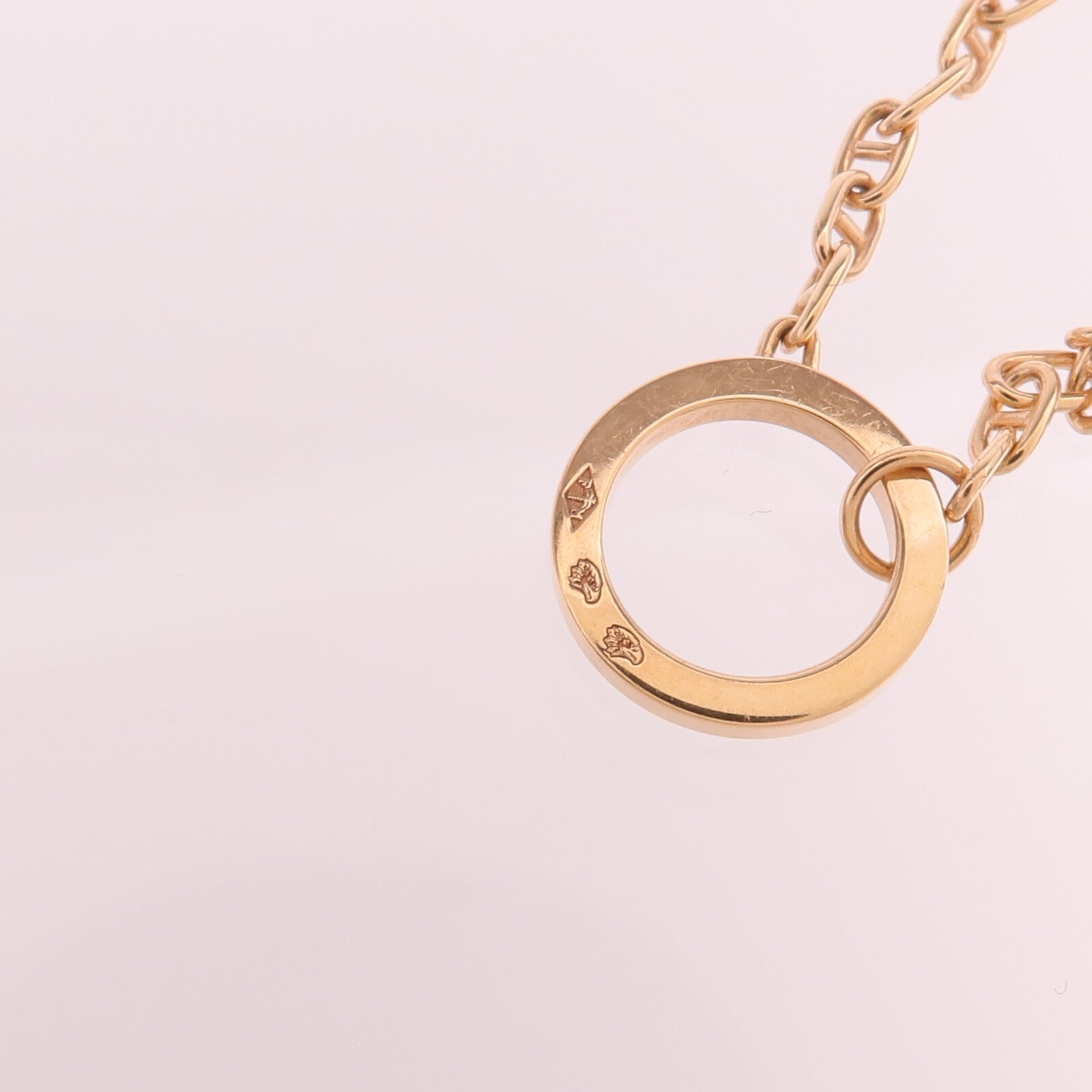 HERMES 18K玫瑰金Chaine d'ancre Contour Pendant鑽石項鍊