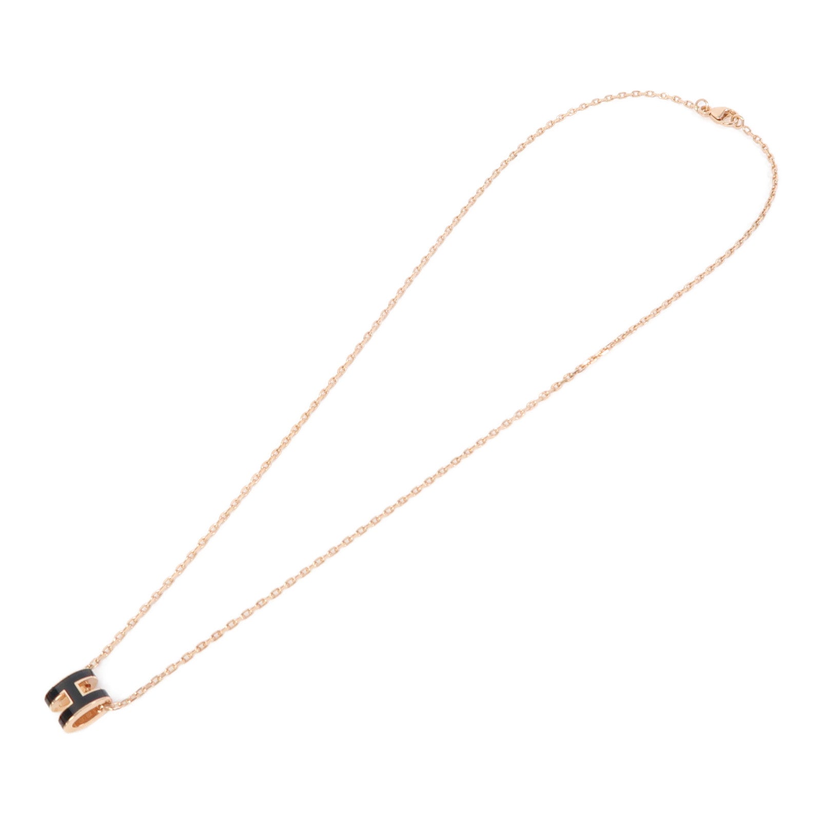 HERMES 金屬Mini Pop H Pendant金扣項鍊黑色/金色