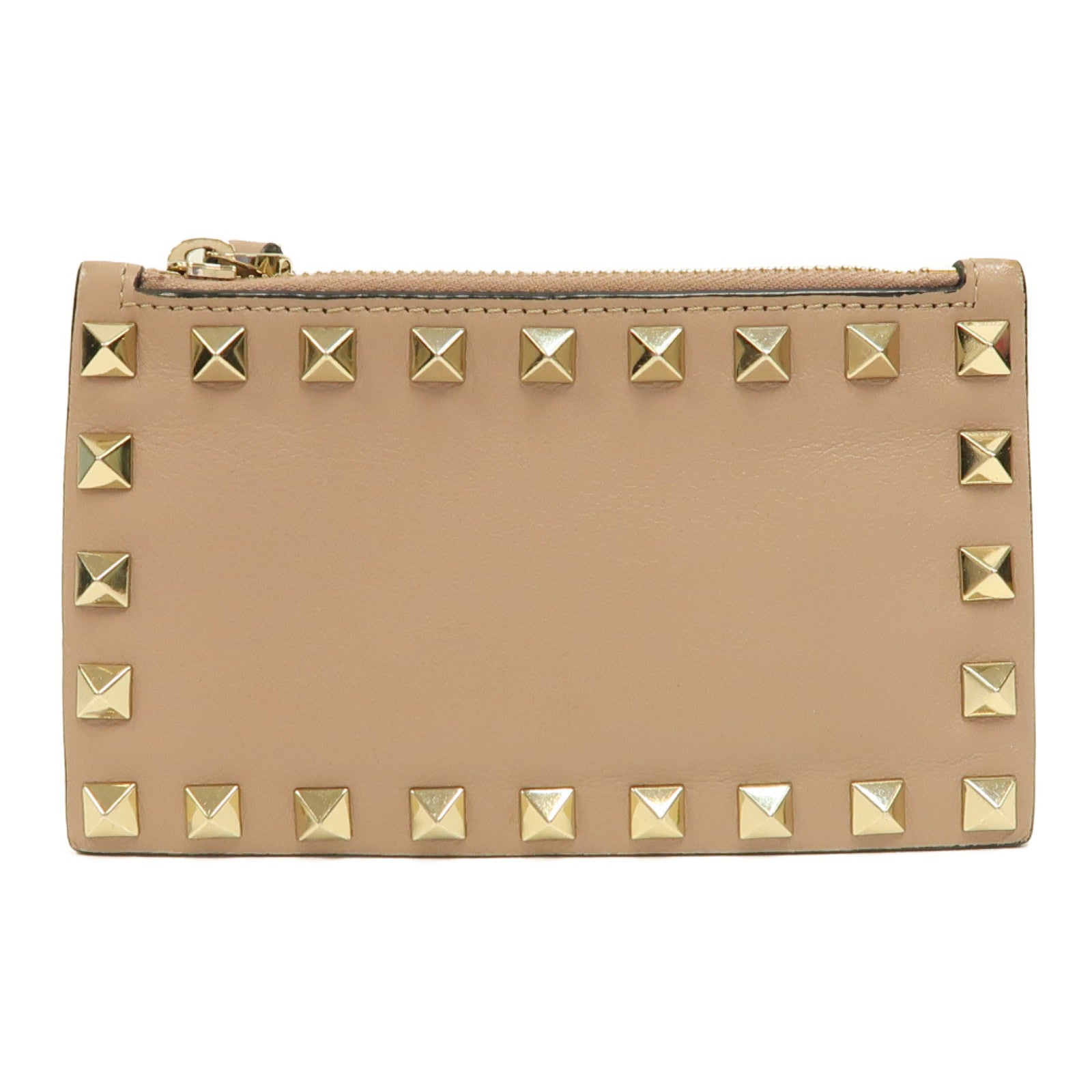 Valentino 【激減優惠】牛皮皮革Card/Coin Case金扣卡片套/零錢包淡粉紅色