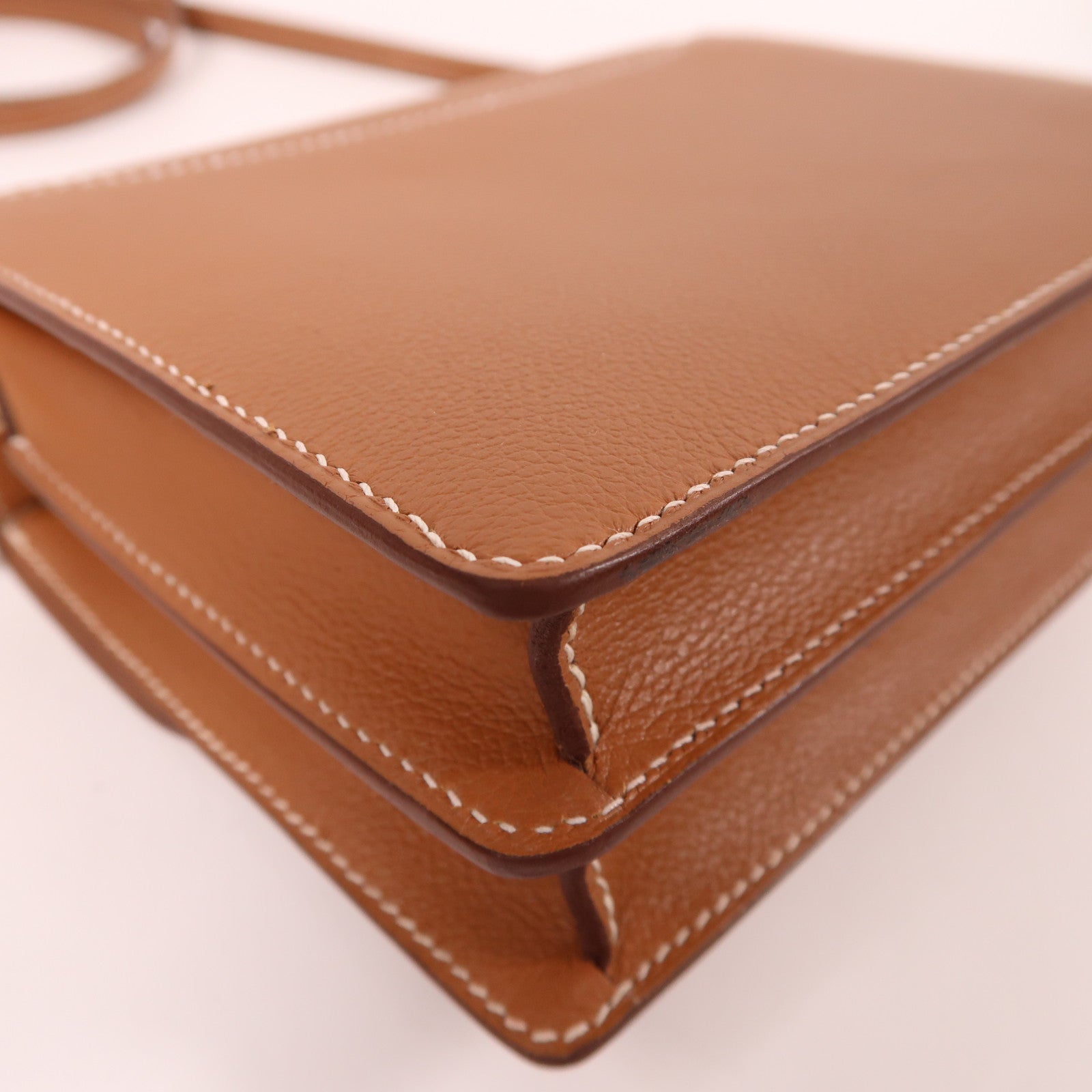 HERMES Evercolor皮革Mini Roulis金扣肩背袋金色
