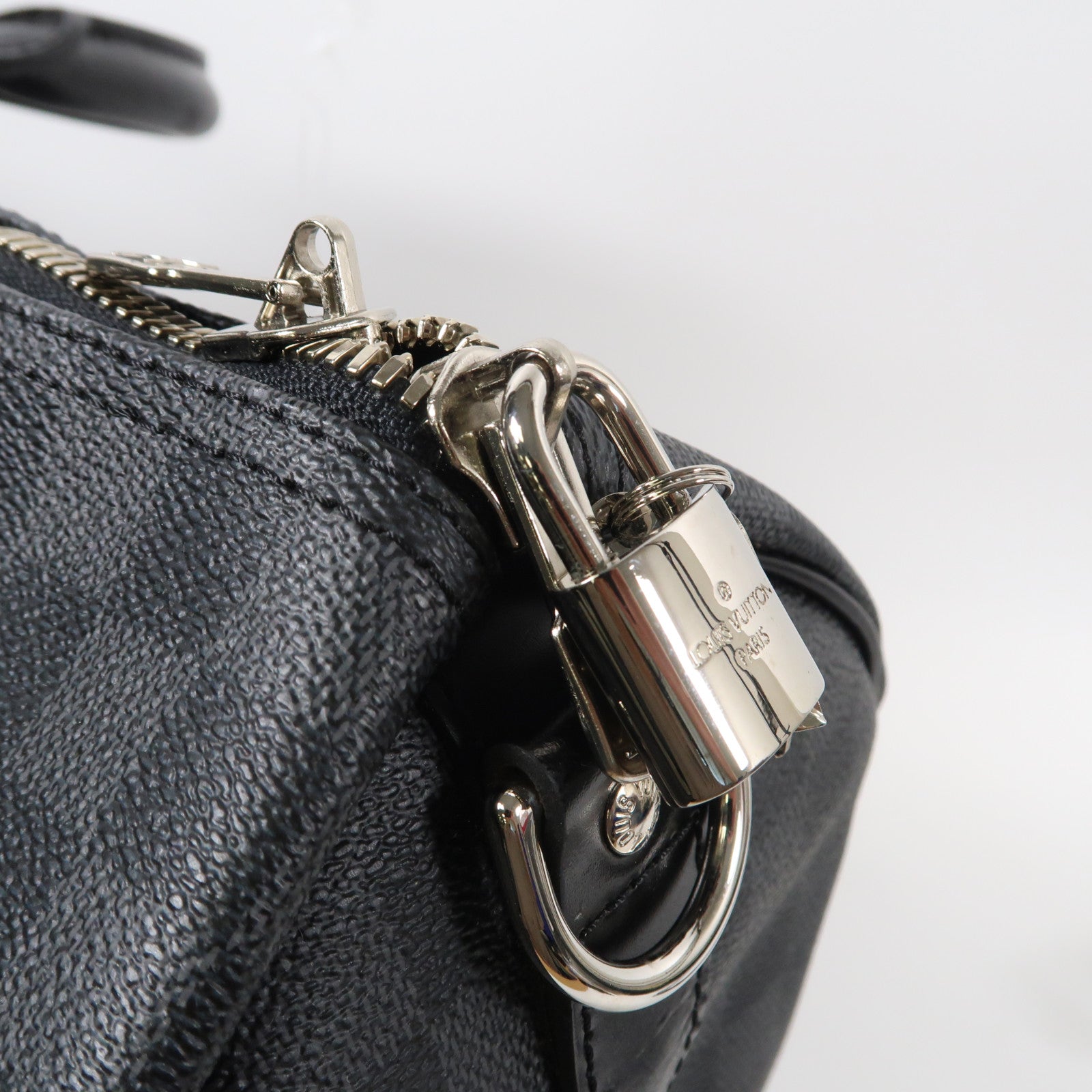 LOUIS VUITTON Damier Graphite Keepall Bandoulière 45銀扣波士頓包黑色