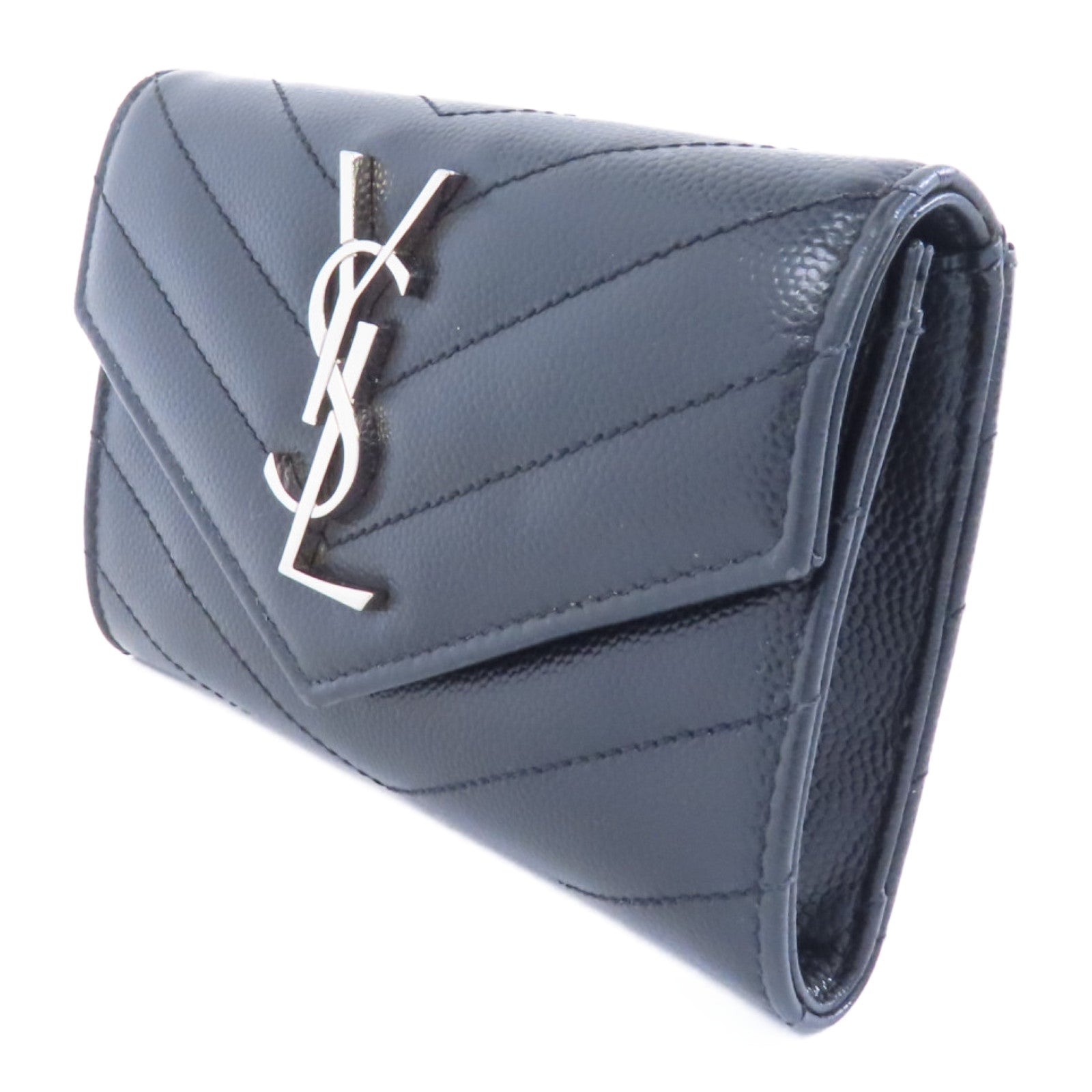 SAINT LAURENT 牛皮皮革Card Case銀扣卡片套黑色