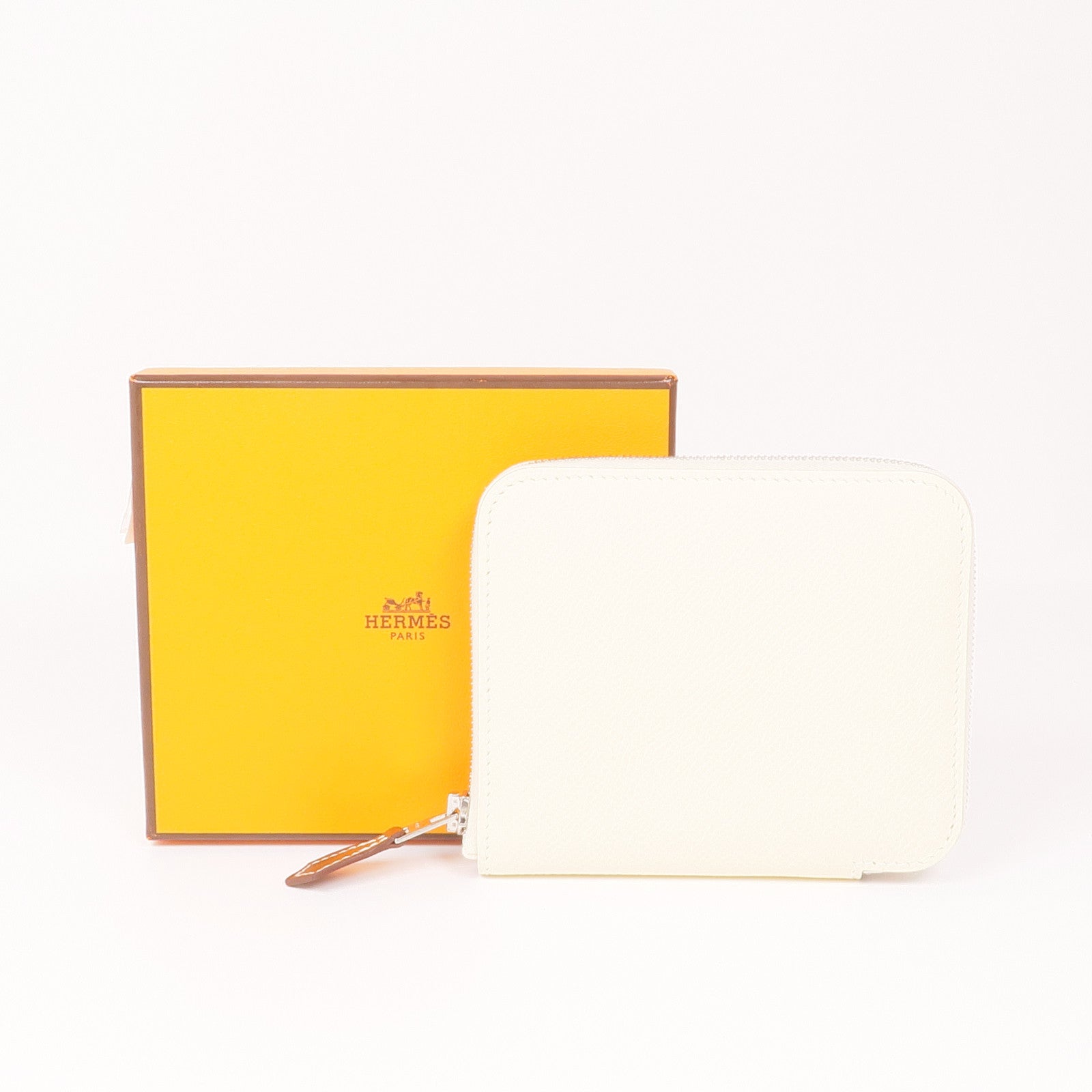HERMES Epsom皮革Silk In Compact Short Wallet銀扣錢包Nata