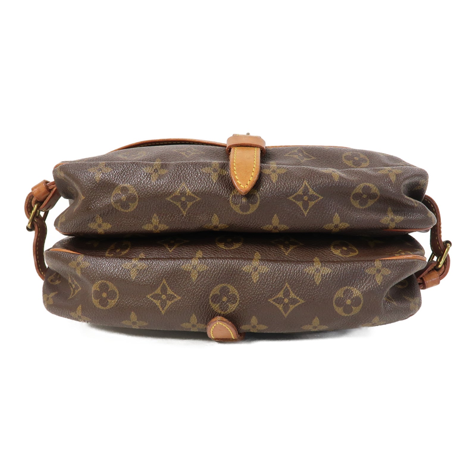 LOUIS VUITTON Monogram Saumur MM金扣肩背袋啡色