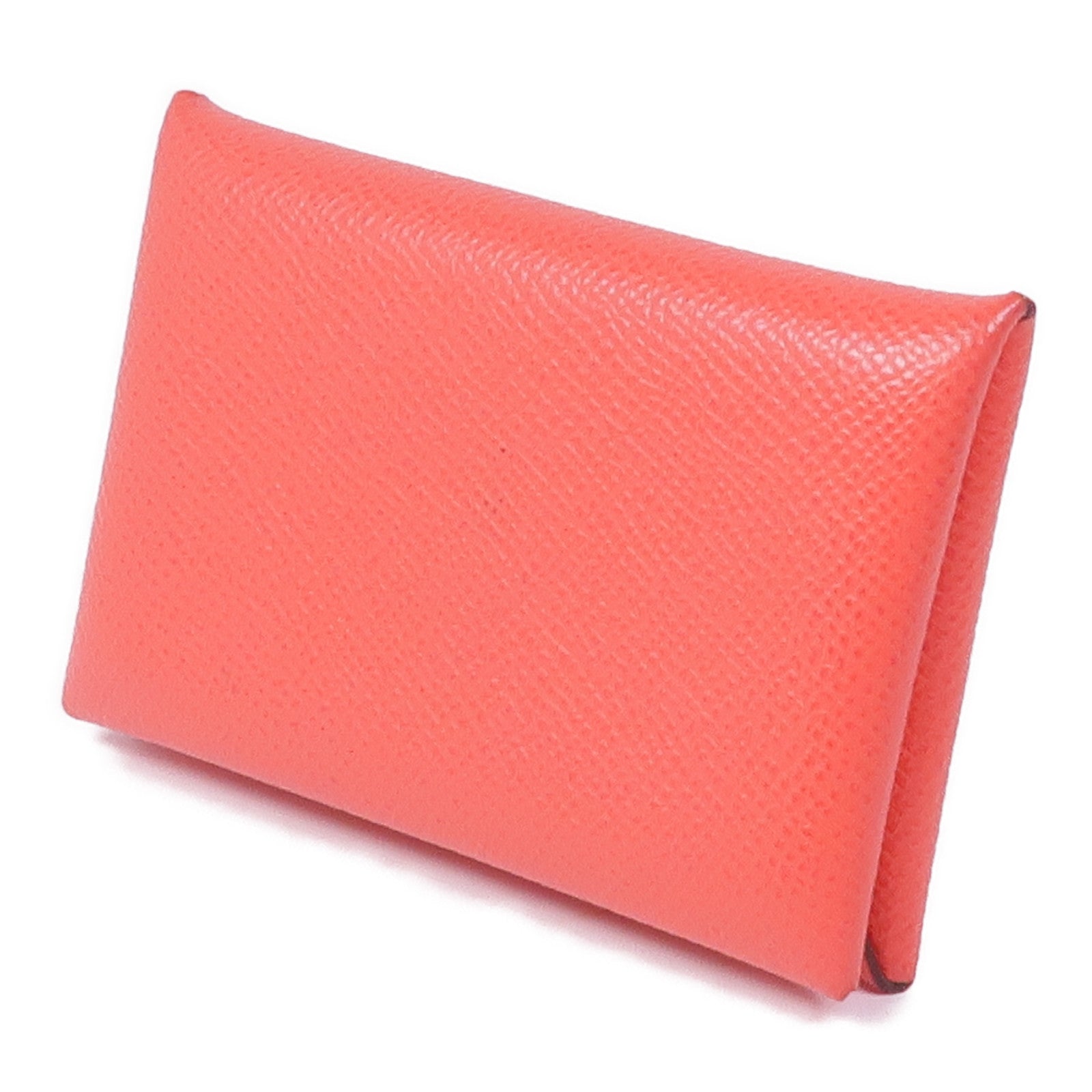 HERMES 【激減優惠】Epsom皮革Calvi銀扣卡片套Rose Jaipur/