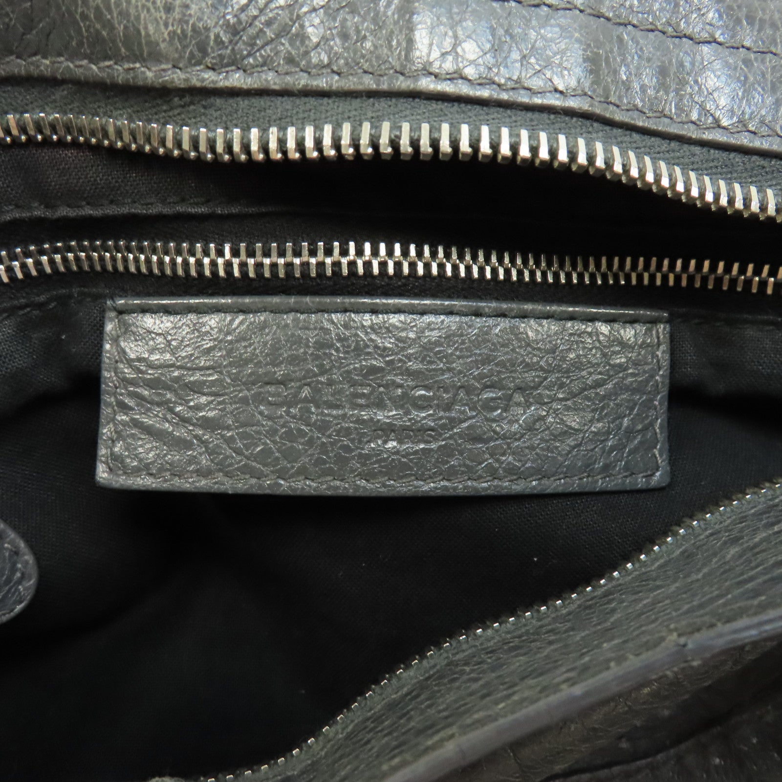 BALENCIAGA 牛皮皮革Giant City Bag銀扣手挽肩背兩用袋灰色
