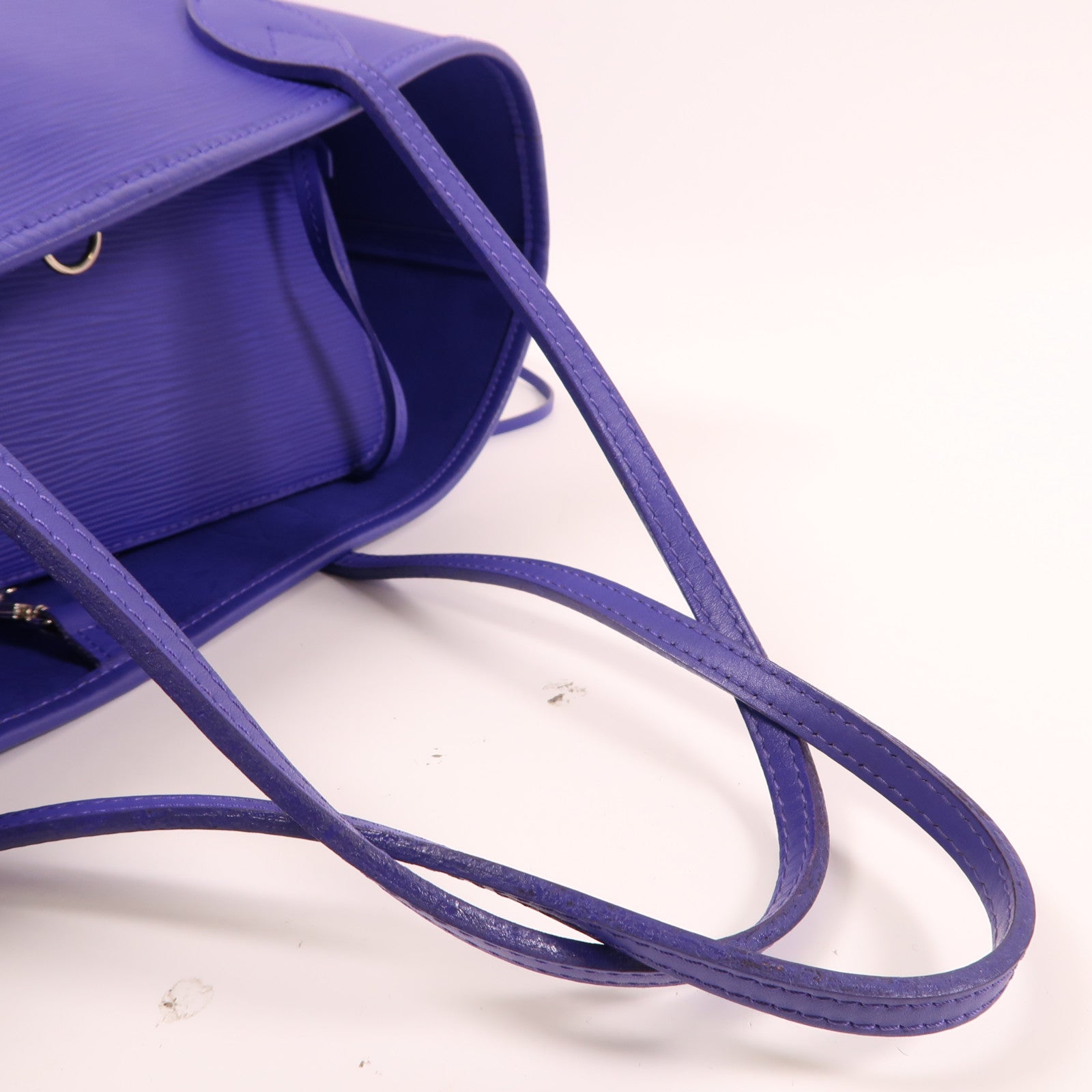 LOUIS VUITTON Epi Neverfull MM銀扣手挽袋紫色