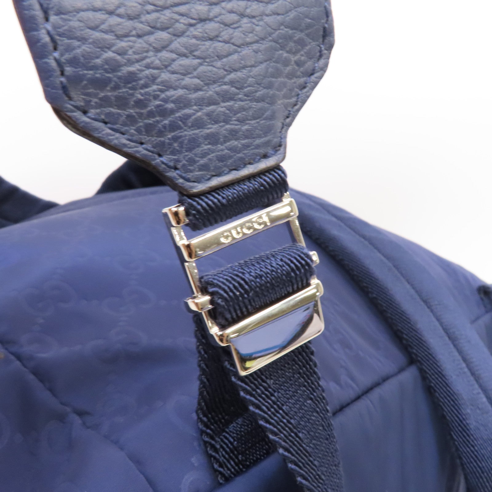GUCCI 尼龍Rucksack銀扣背包藍色