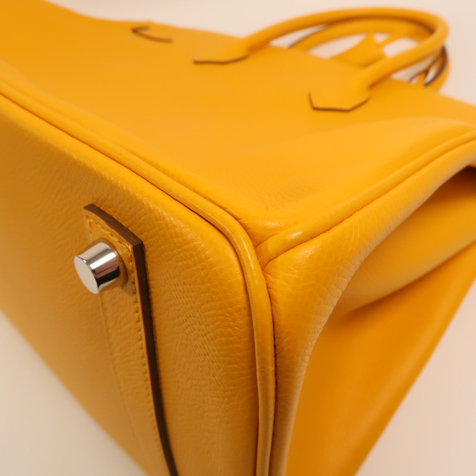 HERMES Epsom皮革Birkin 35銀扣手挽袋Jaune Ambre