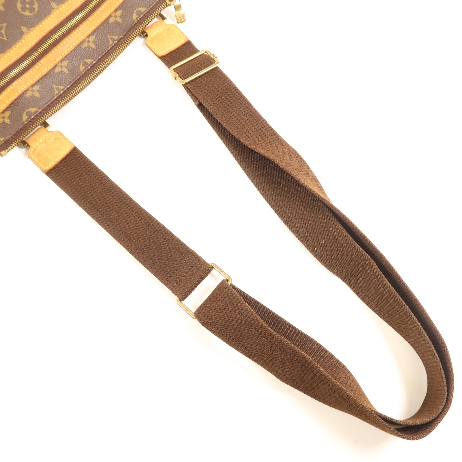 LOUIS VUITTON Monogram Pochette Bosphore金扣肩背袋棕色