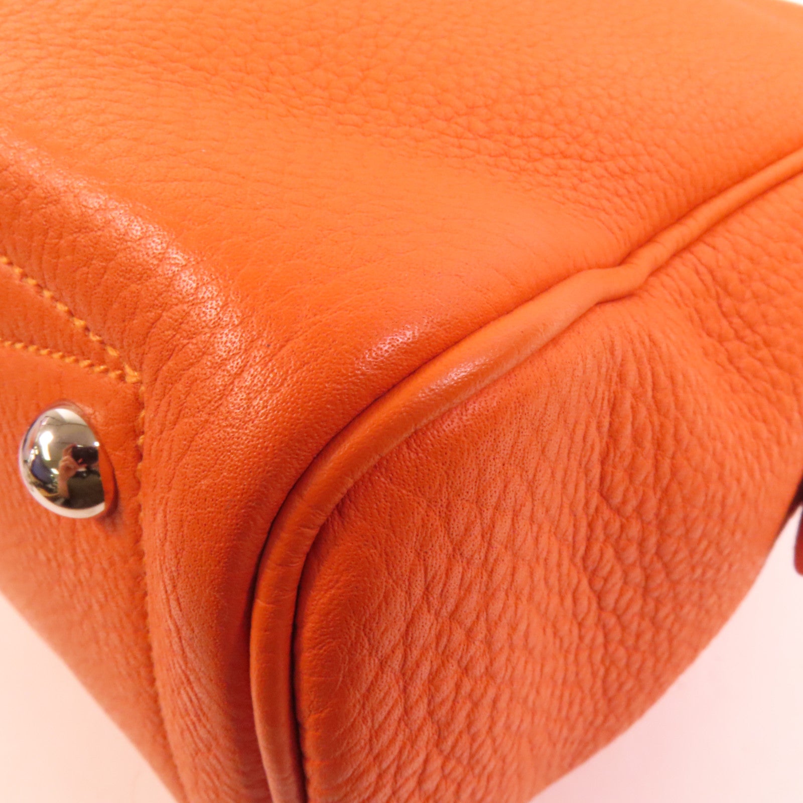 HERMES Evercolor皮革Victoria 35銀扣手挽袋Orange