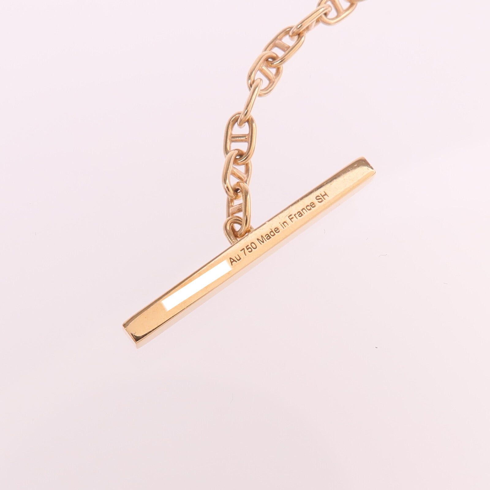 HERMES 18K玫瑰金Chaine d'ancre Contour Pendant鑽石項鍊