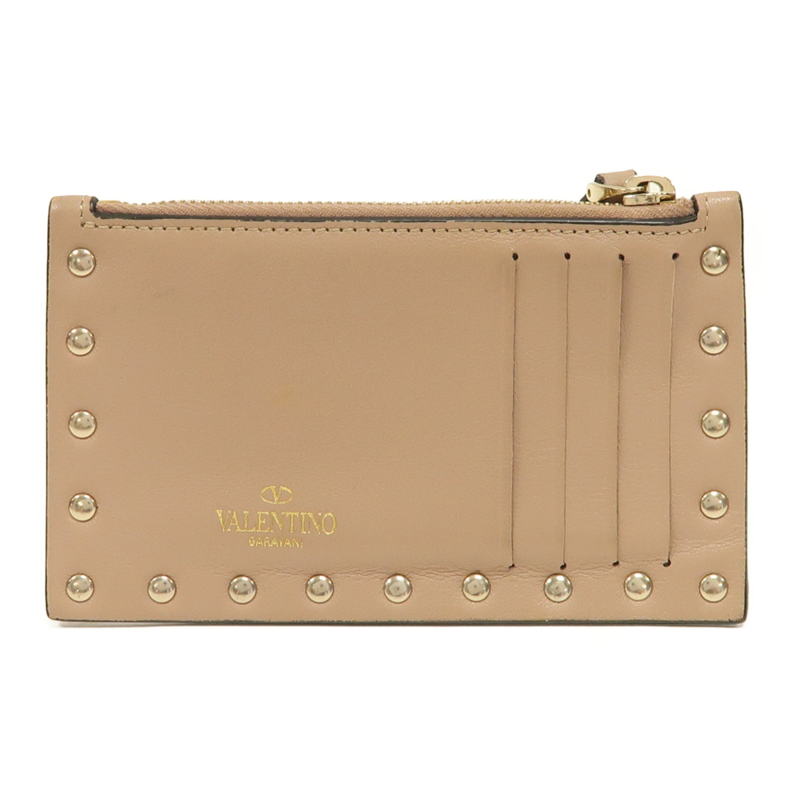 Valentino 【激減優惠】牛皮皮革Card/Coin Case金扣卡片套/零錢包淡粉紅色