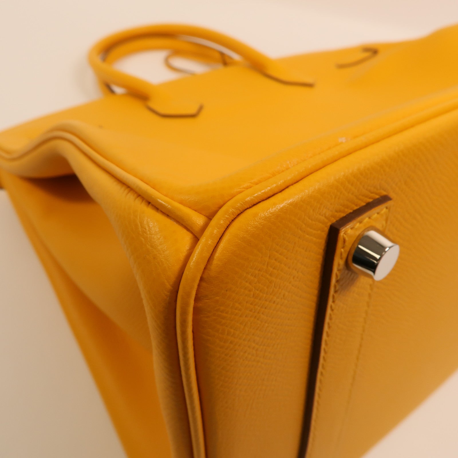 HERMES Epsom皮革Birkin 35銀扣手挽袋Jaune Ambre