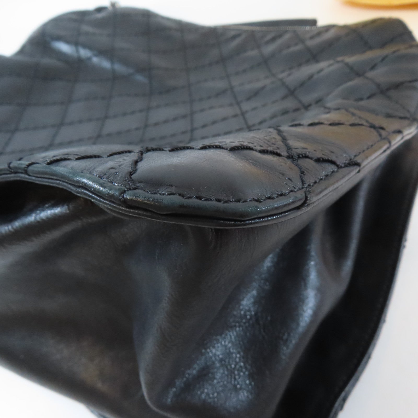 CHANEL 菱格牛皮皮革Shoulder Bag鏈帶肩背袋黑色