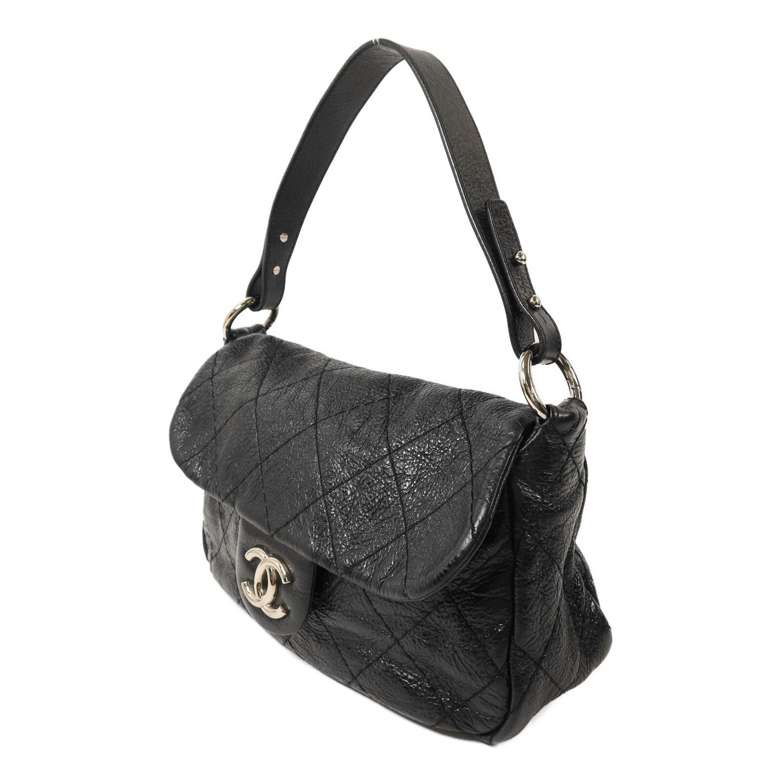 CHANEL 牛皮皮革Shoulder Bag銀扣肩背袋