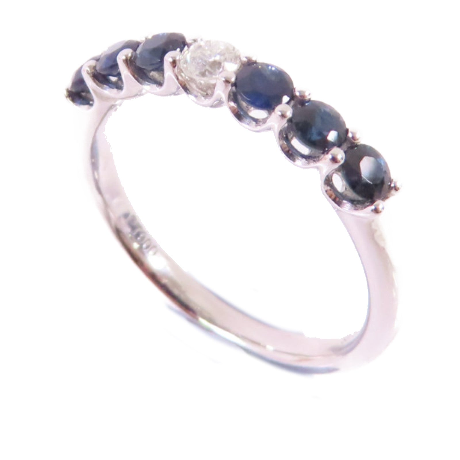 JEWELRY PT900鉑金/0.73ct藍寶石/0.13ct鑽石Sapphire/Diamond Ring戒指US#6.25