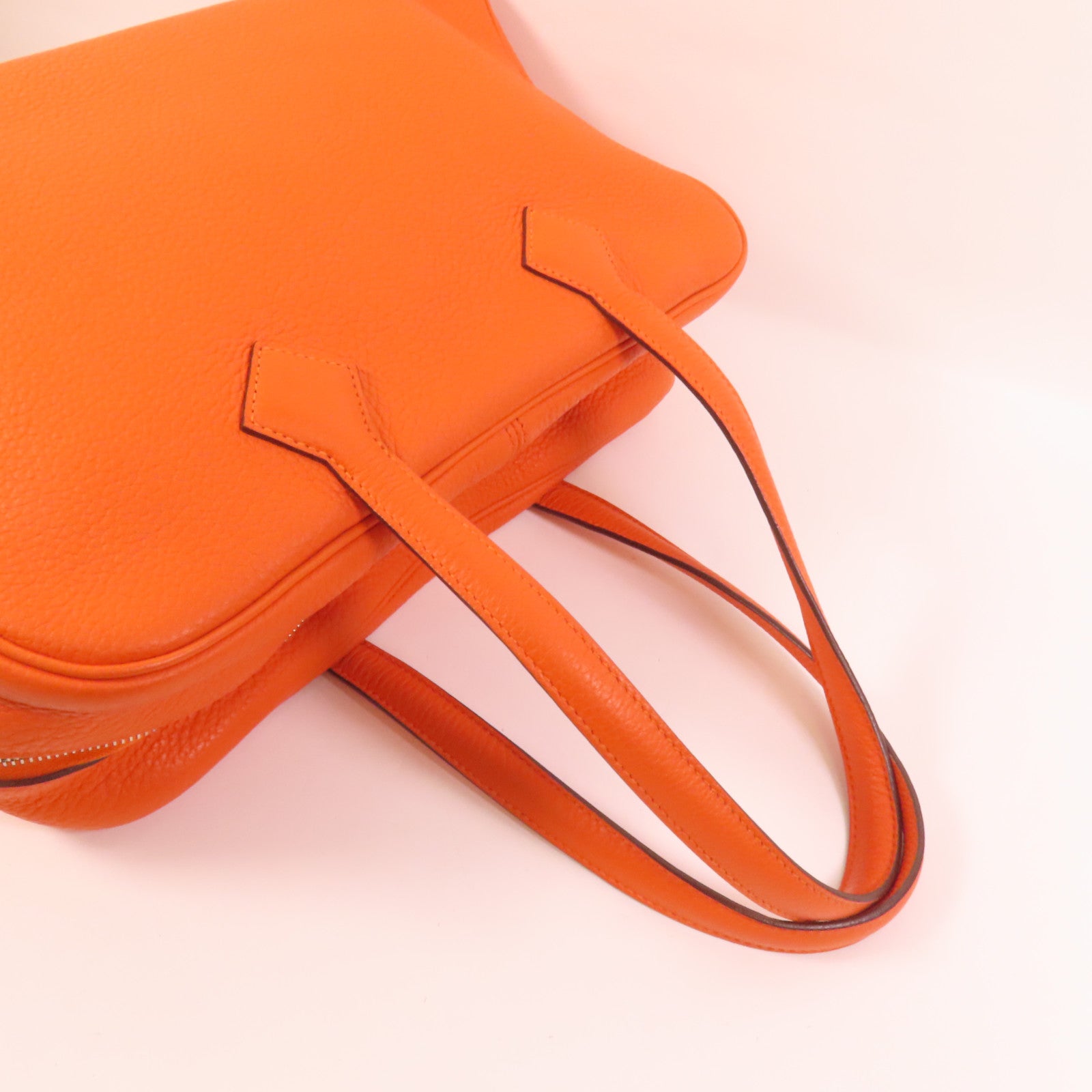 HERMES Evercolor皮革Victoria 35銀扣手挽袋Orange