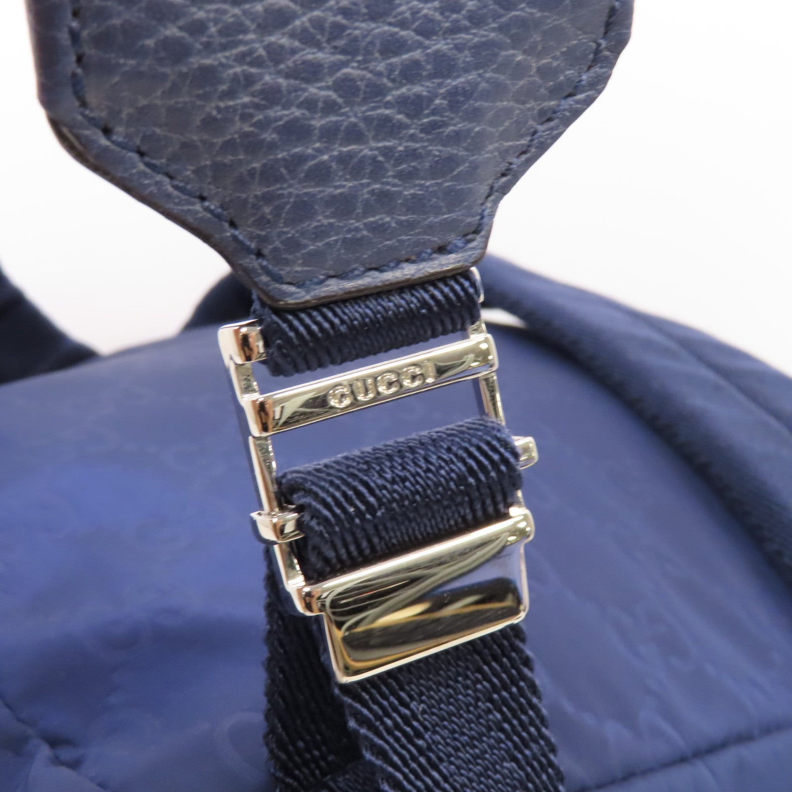 GUCCI 尼龍Rucksack銀扣背包藍色