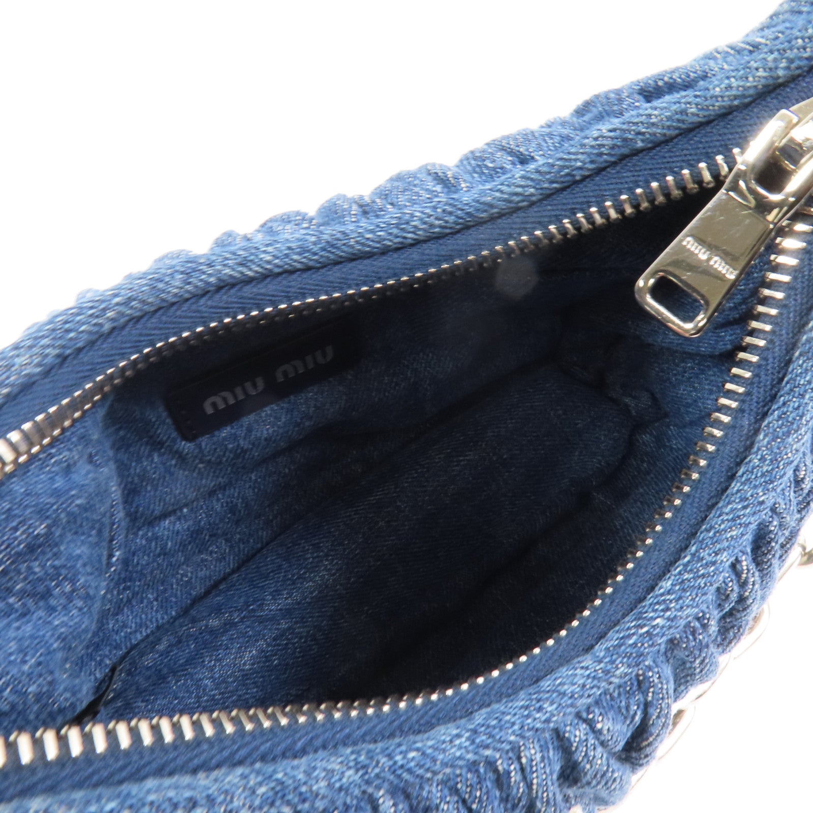 Miu Miu 牛仔布2Way Shoulder Bag銀扣手挽肩背兩用袋