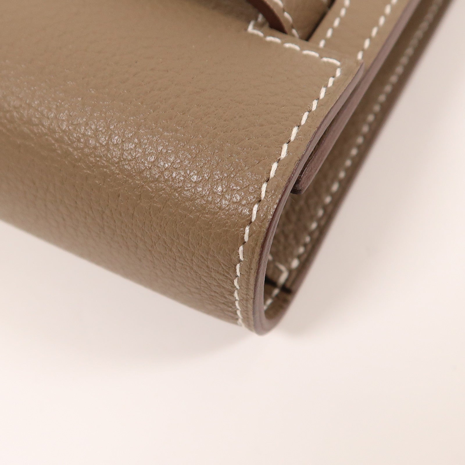 HERMES Evercolor皮革Kelly To Go銀扣肩背袋18 Etoupe