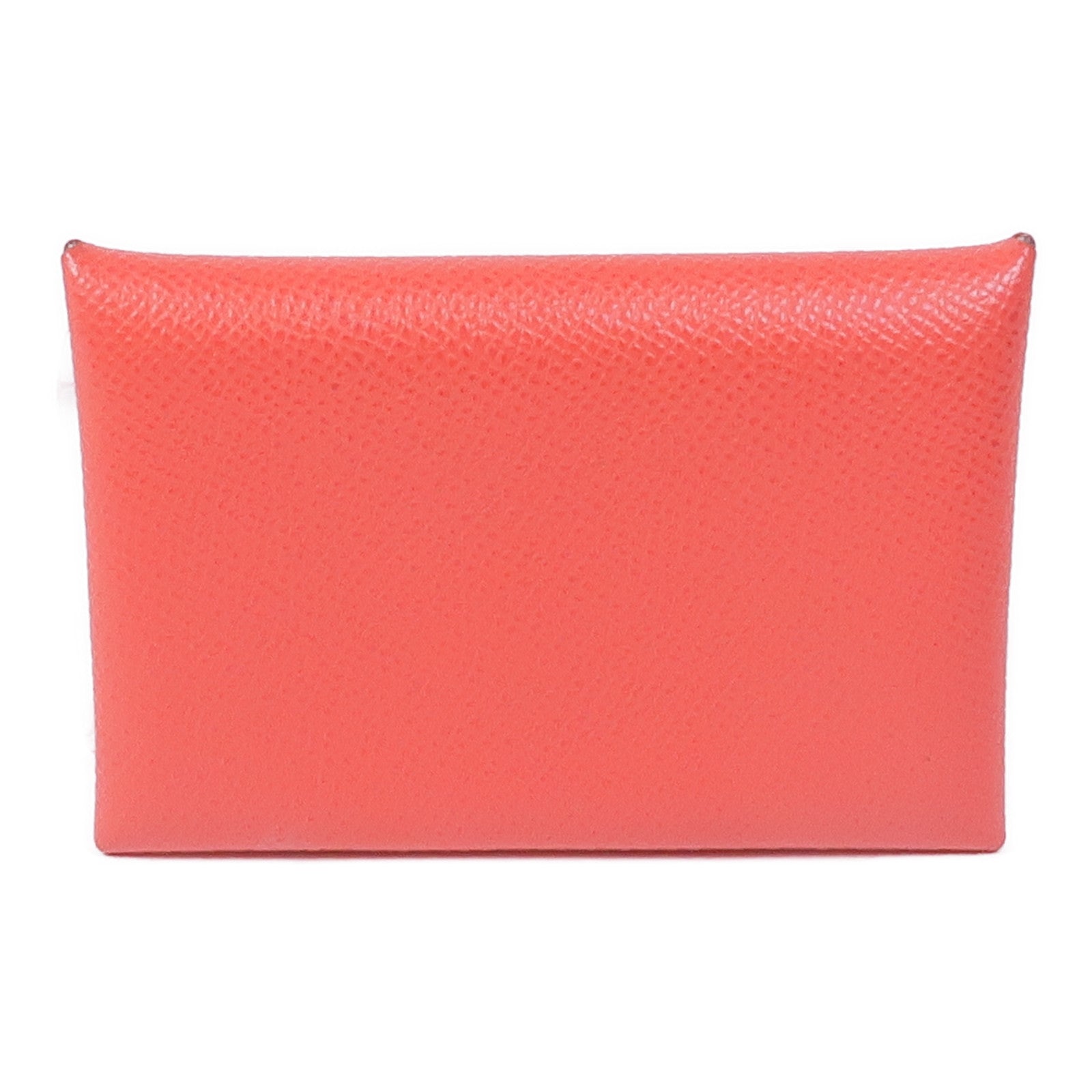 HERMES Epsom皮革Calvi銀扣卡片套Rose Jaipur/