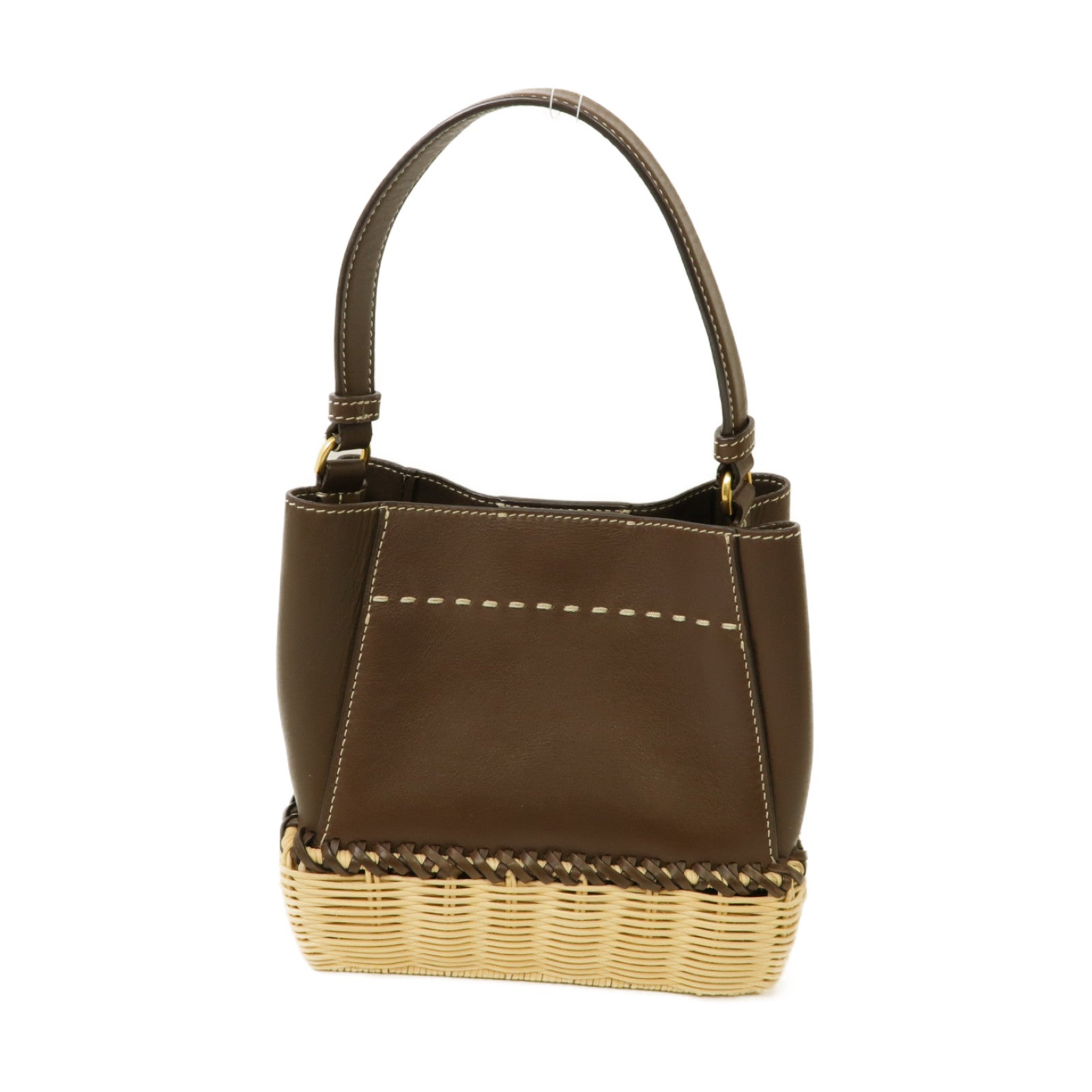 Tory Burch 牛皮皮革Shoulder Bag金扣手挽肩背兩用袋啡色