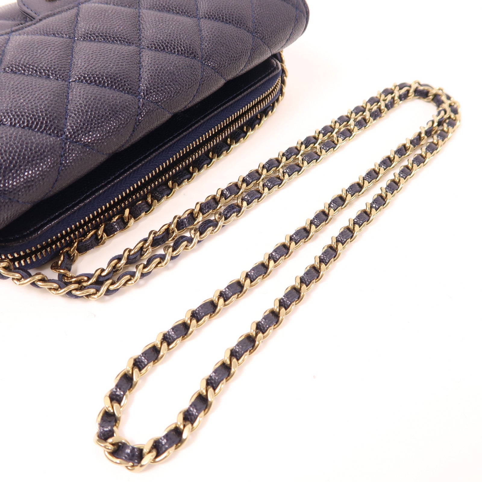 CHANEL 【激減優惠】牛皮皮革CF Phone Holder With Chain金釦鏈帶肩背袋