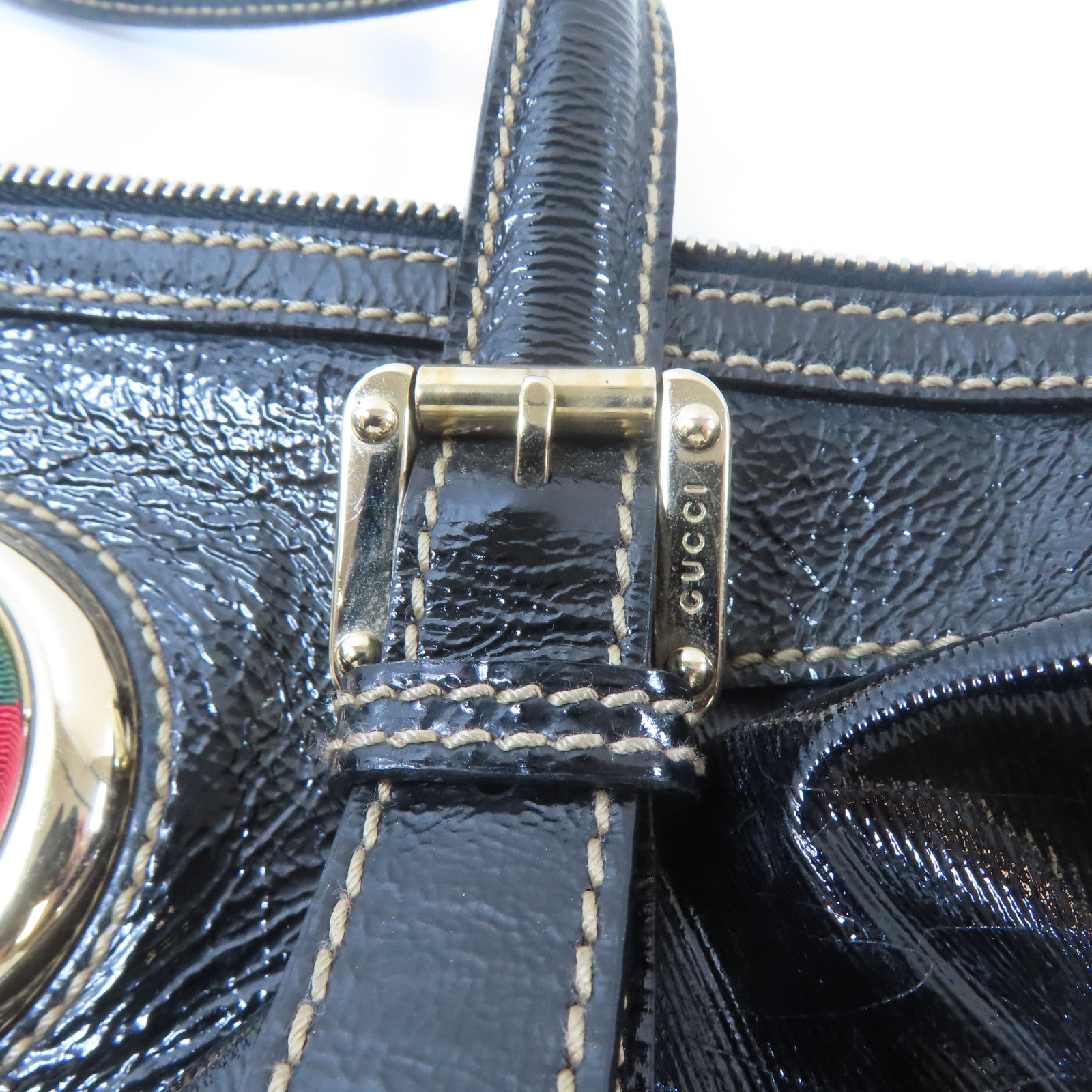 GUCCI PVC Shoulder Bag金扣肩背袋黑色