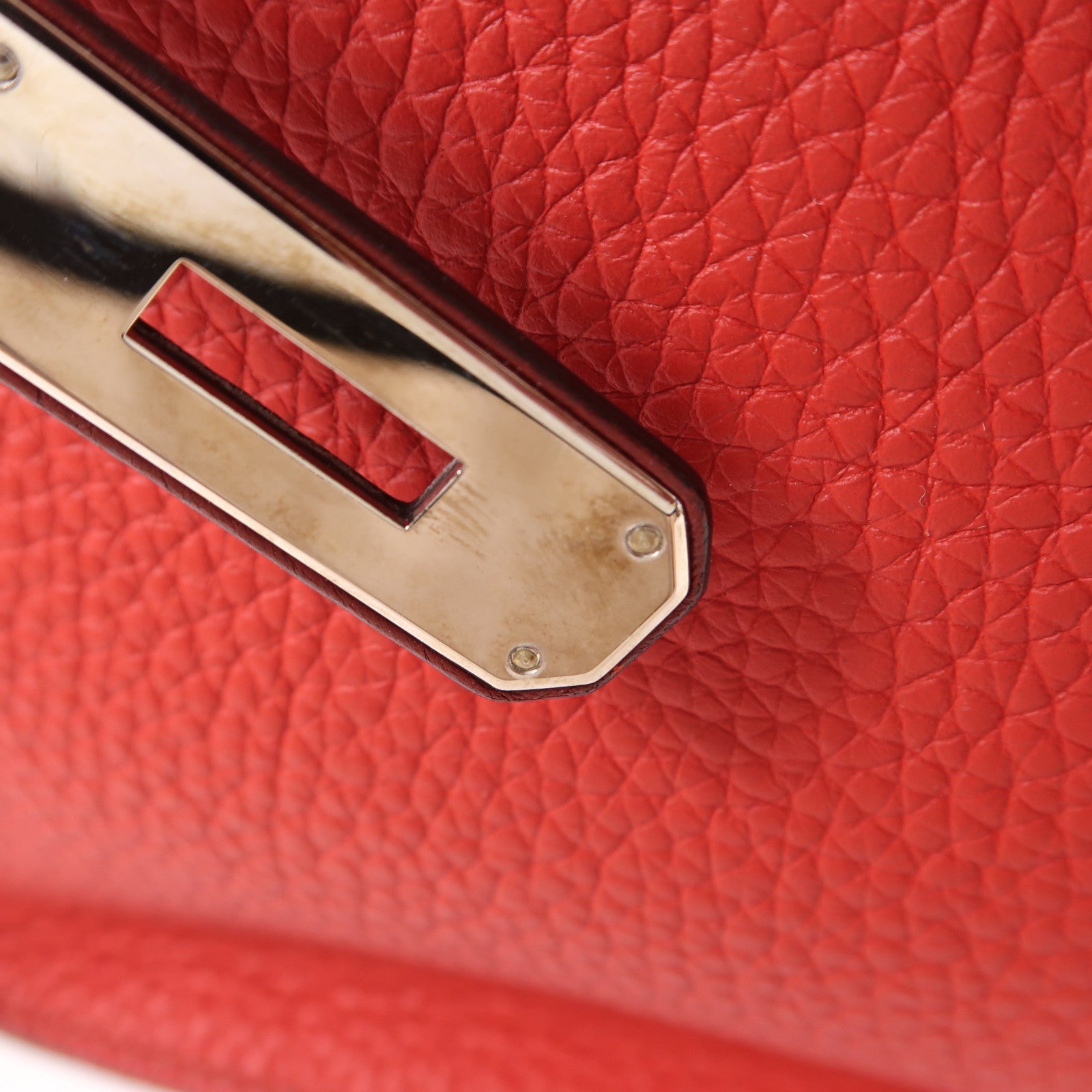 HERMES 【激減優惠】Clemence皮革Jypsiere銀扣肩背袋Rouge H