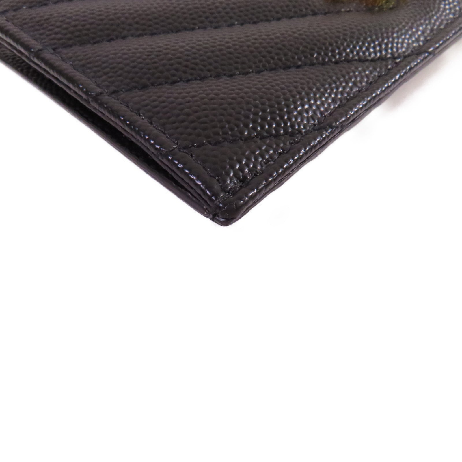 SAINT LAURENT 斜紋牛皮皮革Card Case金扣卡片套黑色