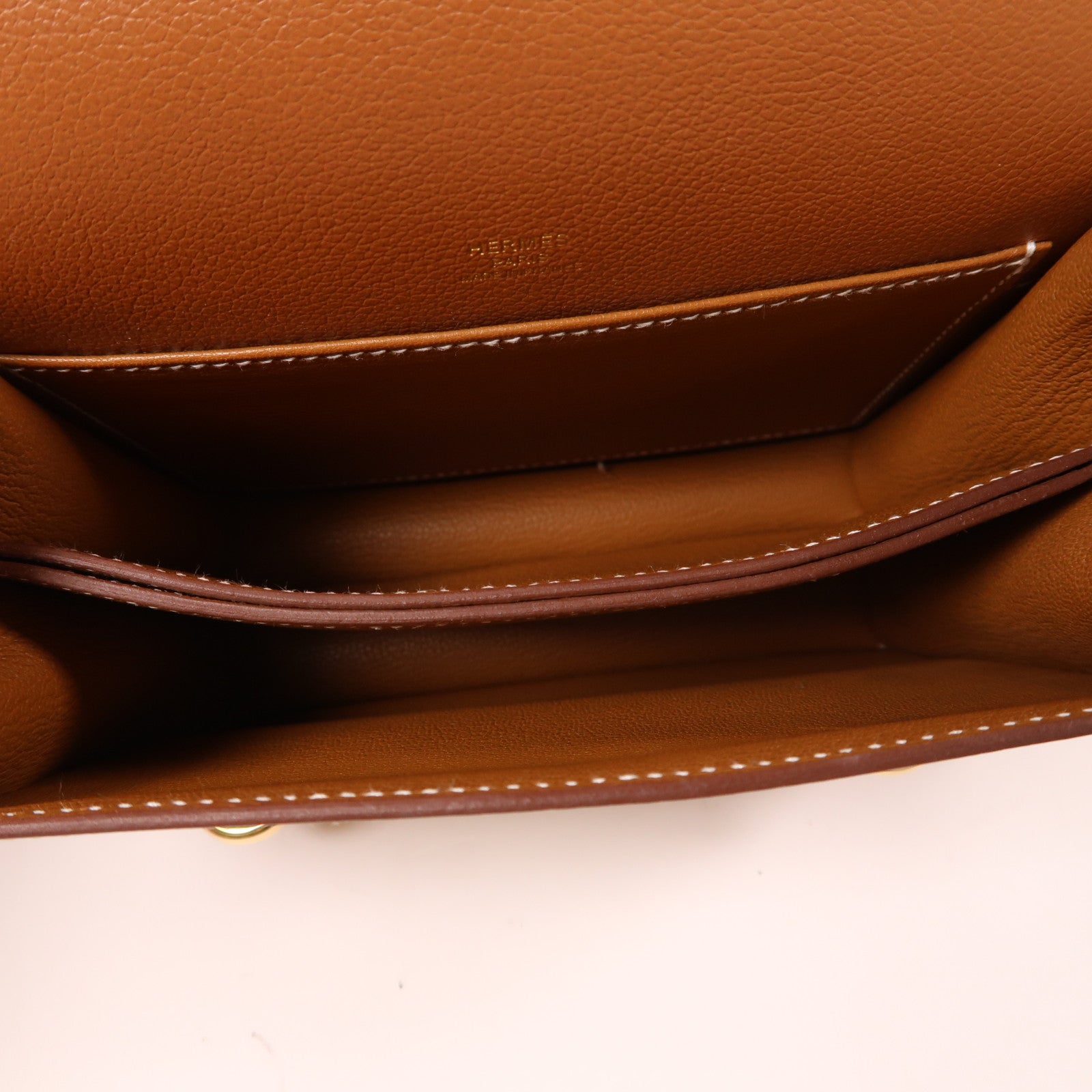 HERMES Evercolor皮革Mini Roulis金扣肩背袋金色