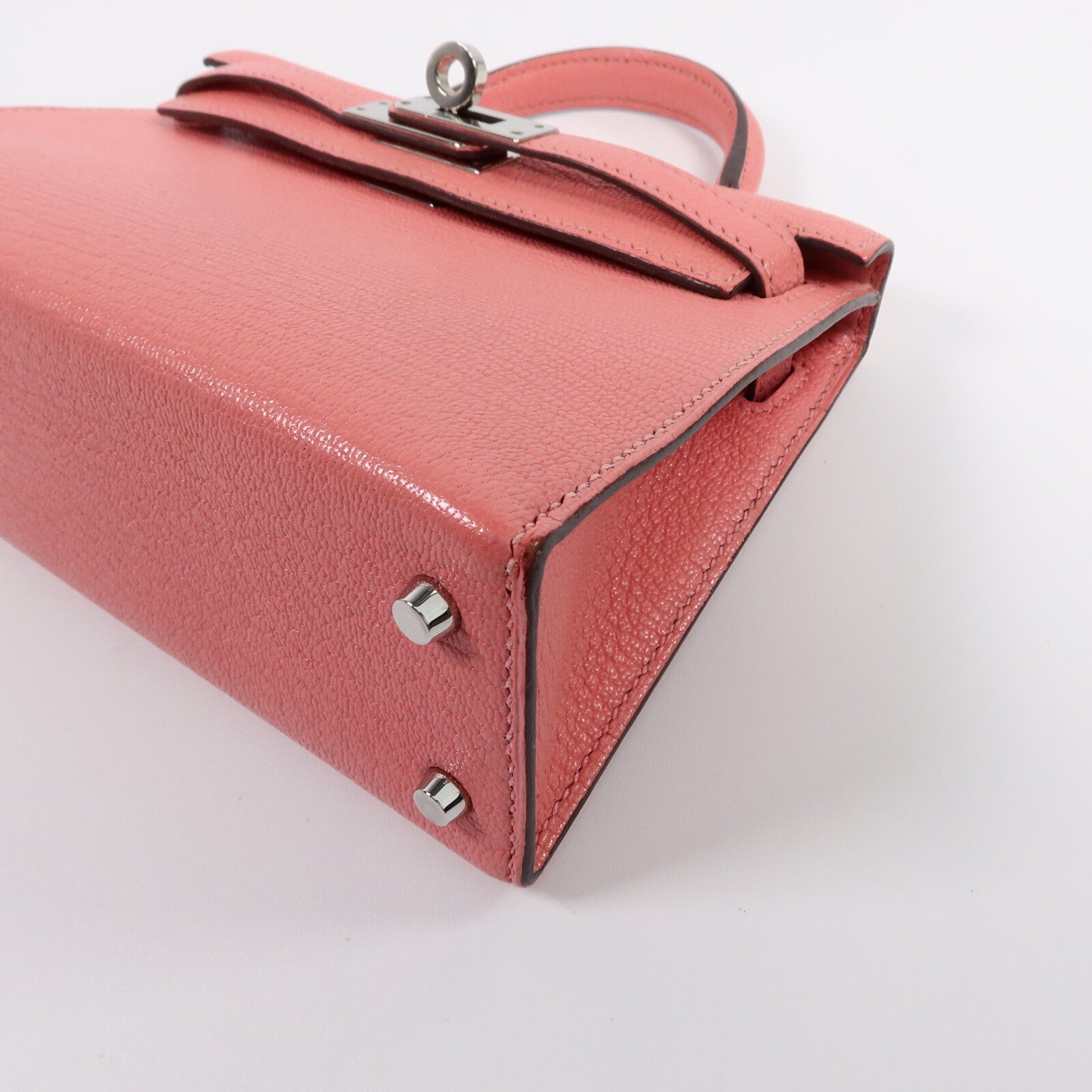 HERMES Chevre皮革Mini Kelly II手挽肩背兩用袋Rose Azalee