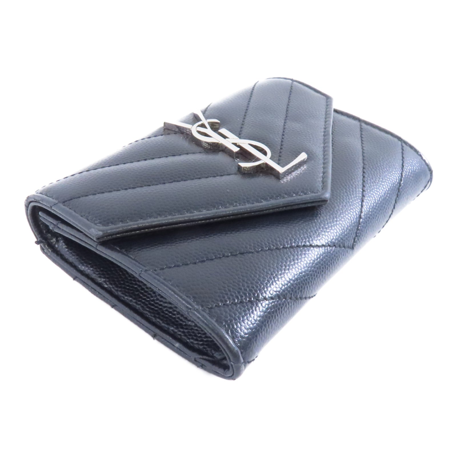 SAINT LAURENT 牛皮皮革Card Case銀扣卡片套黑色
