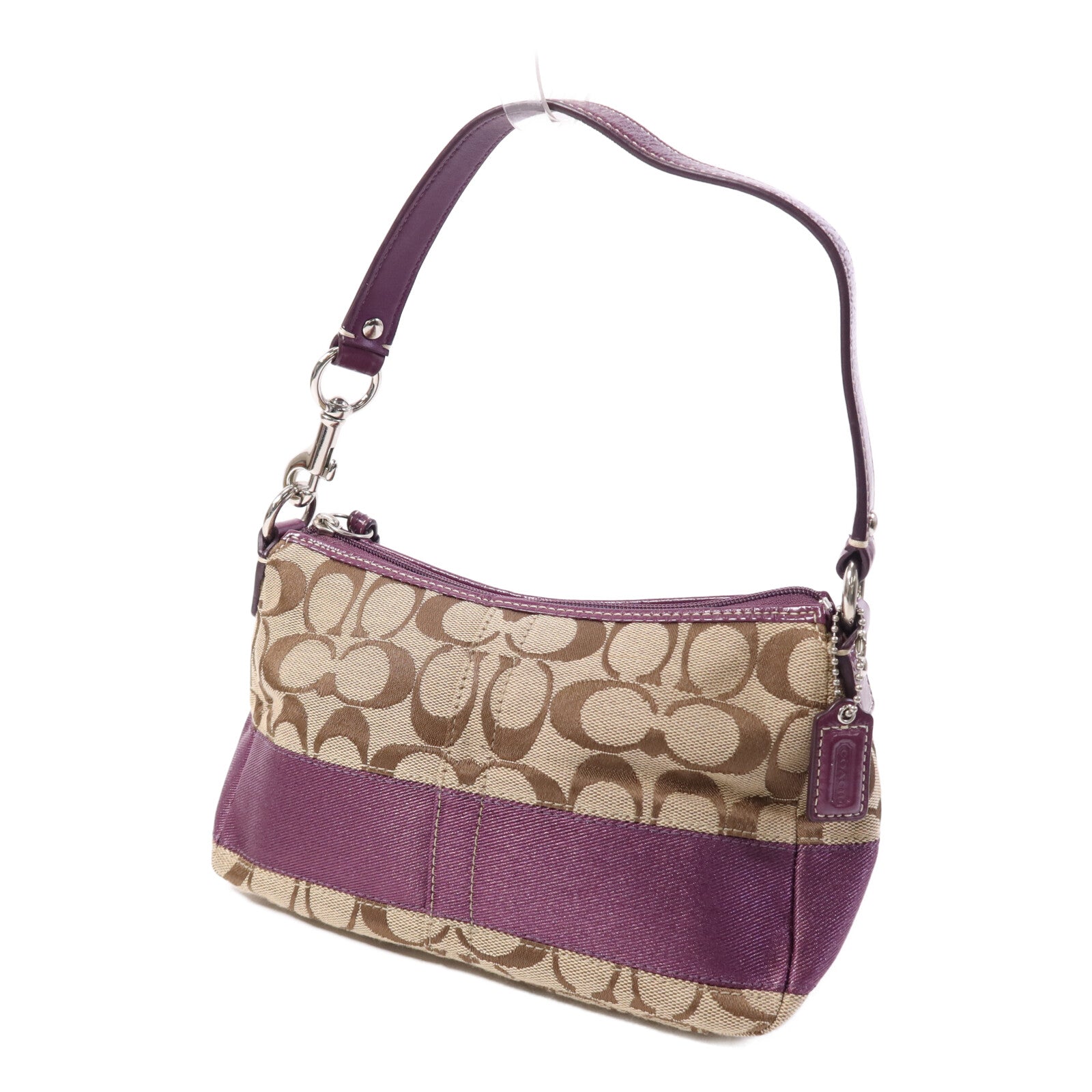 COACH 帆布Hand Bag銀扣手挽袋