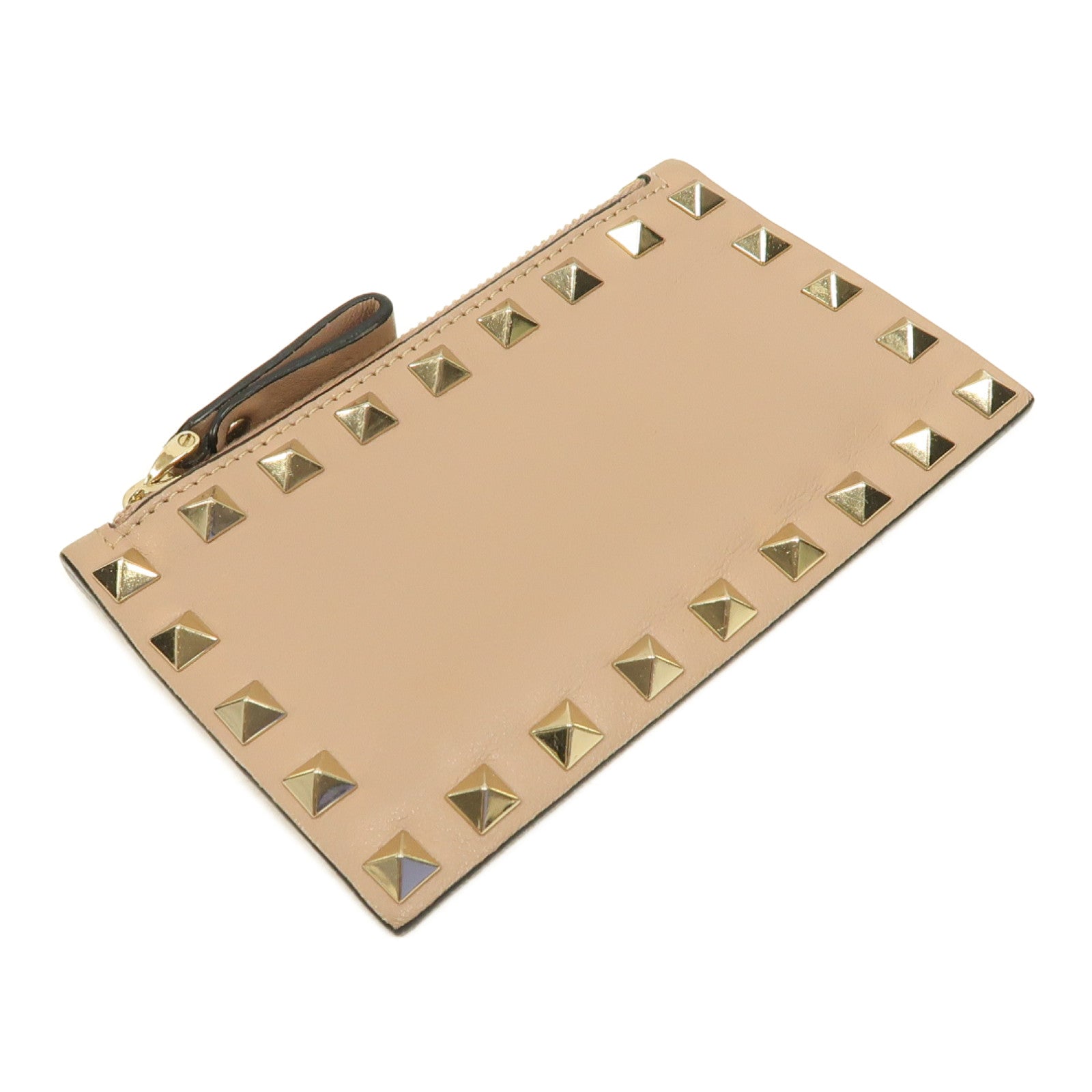 Valentino 【激減優惠】牛皮皮革Card/Coin Case金扣卡片套/零錢包淡粉紅色