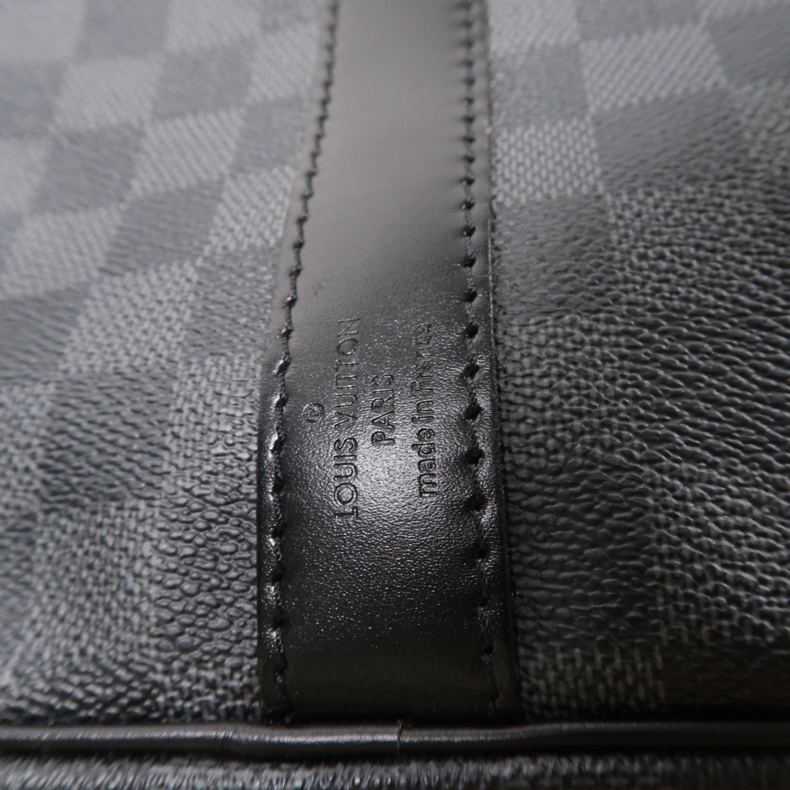 LOUIS VUITTON Damier Graphite Keepall Bandoulière 45銀扣波士頓包黑色