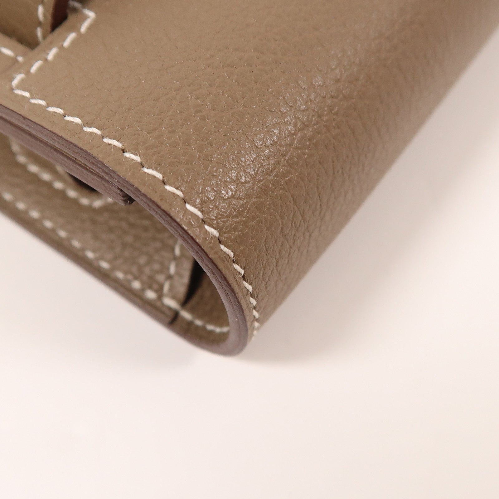 HERMES Evercolor皮革Kelly To Go銀扣肩背袋18 Etoupe
