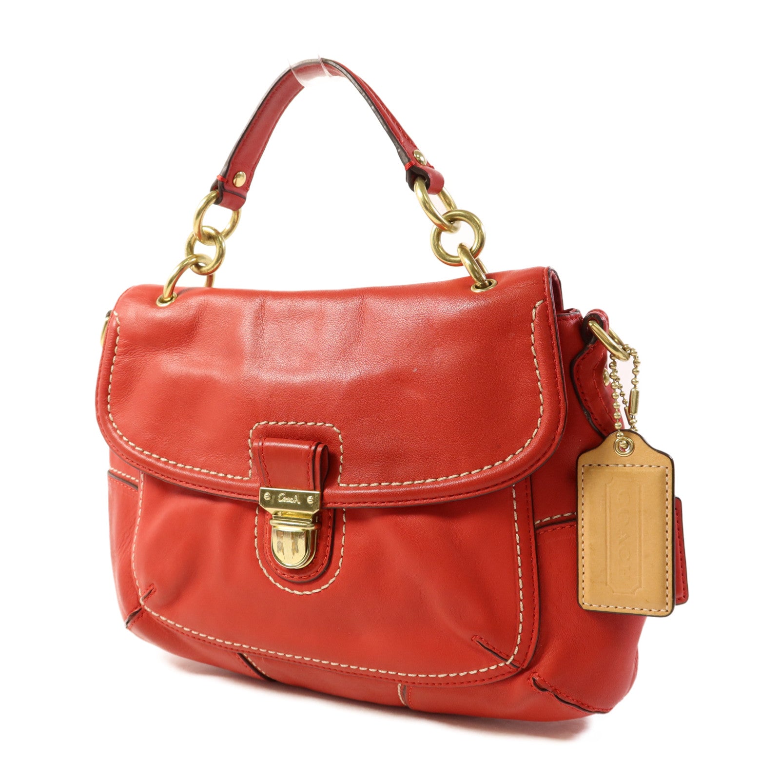 COACH 牛皮皮革2 Way Shoulder金扣手挽肩背兩用袋