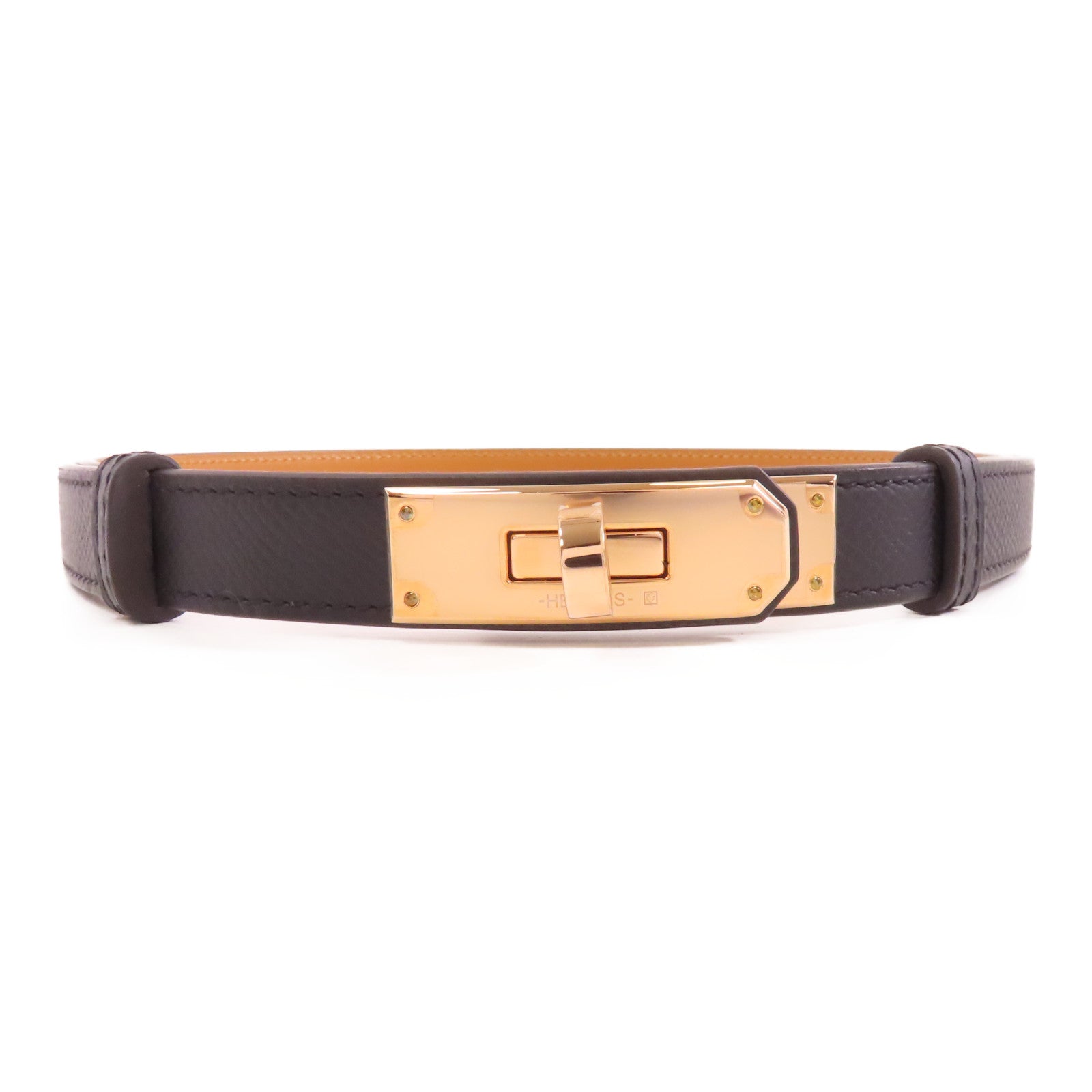 HERMES Epsom皮革Kelly Belt皮帶Noir/黑色