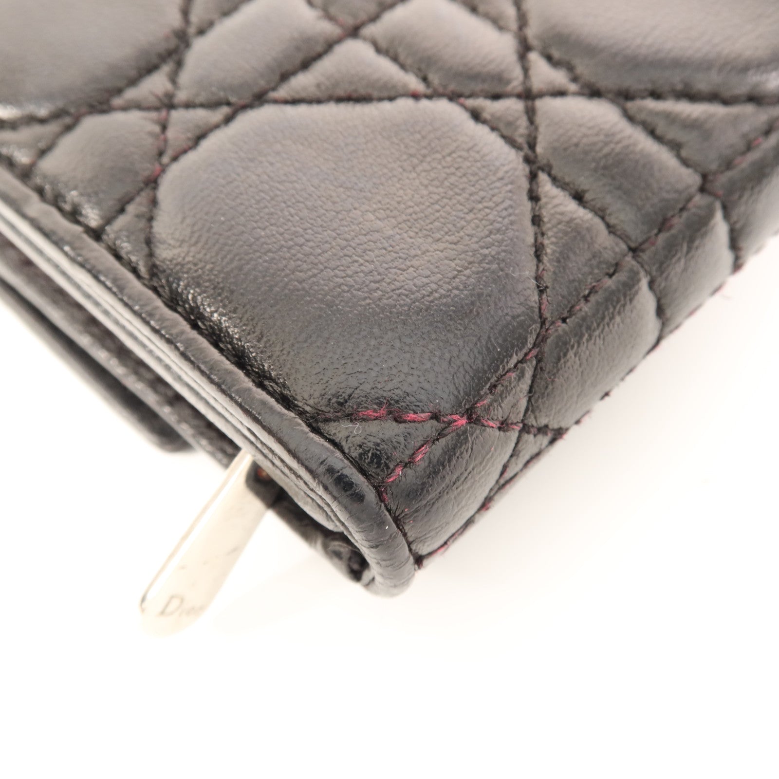 Dior 羊皮皮革Long Wallet銀扣長錢包