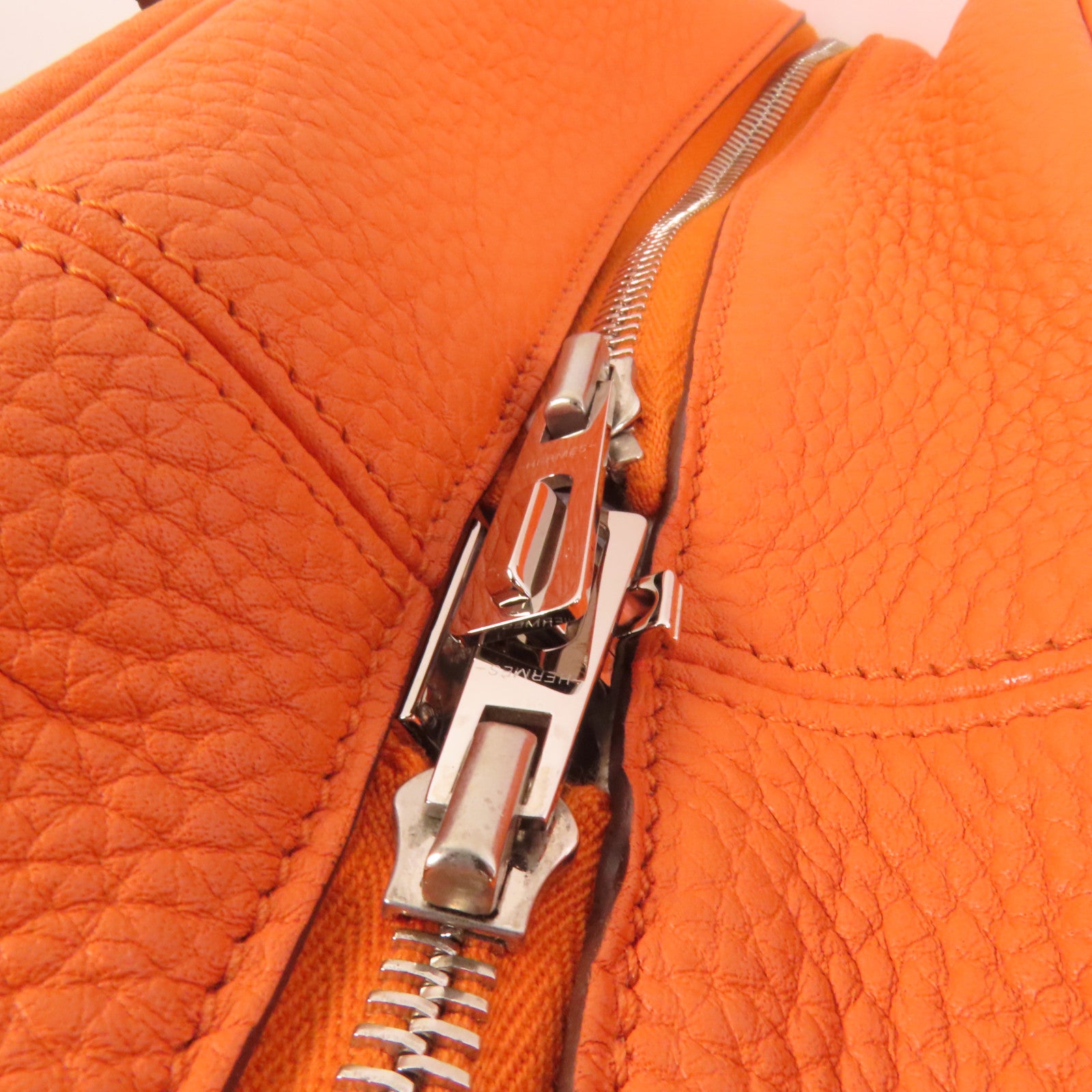 HERMES Evercolor皮革Victoria 35銀扣手挽袋Orange